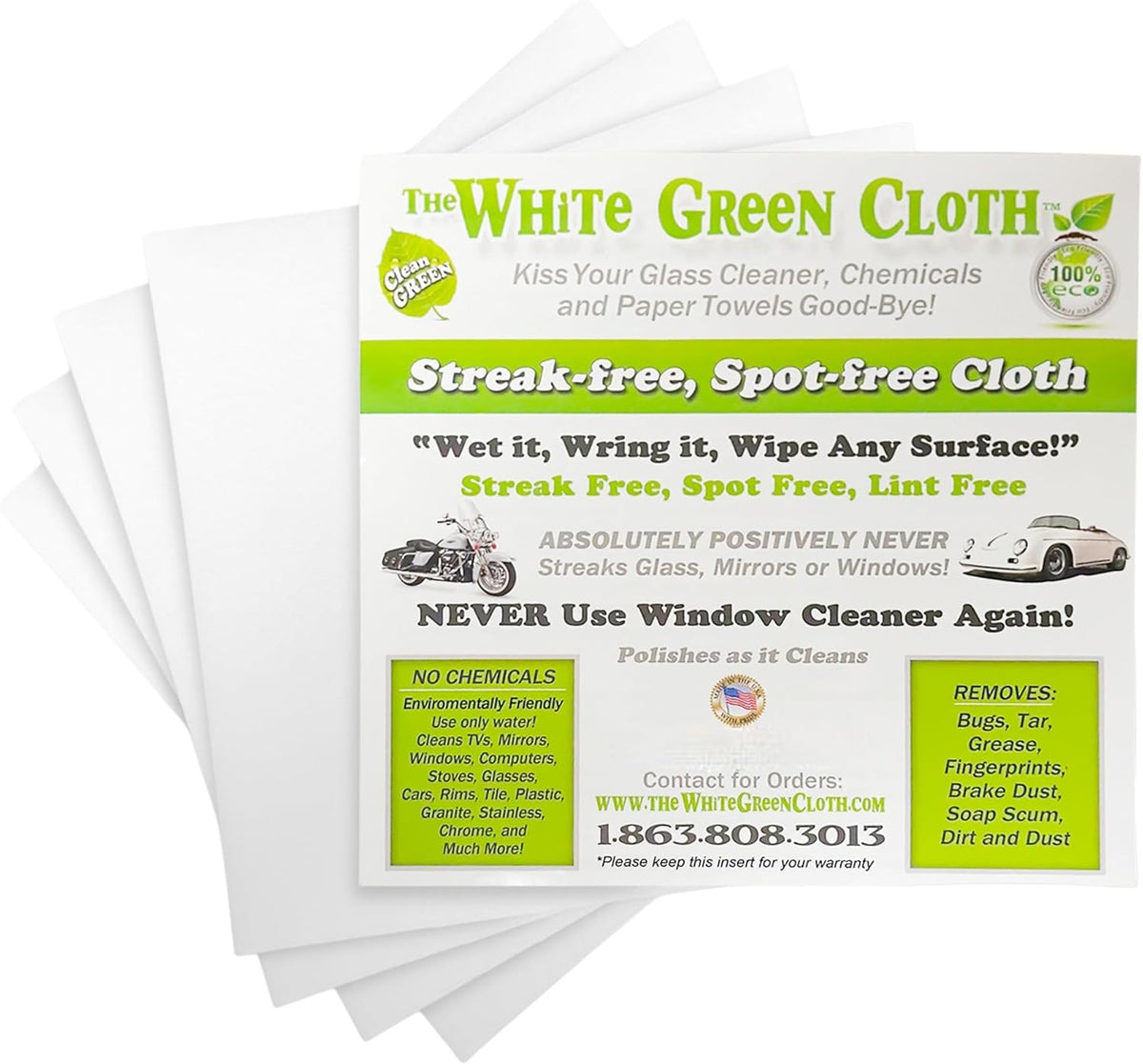 4-Pack Reusable Cleaning Cloths for Streak-Free Windows, Mirrors & All-Purpose Use – Chemical-Free