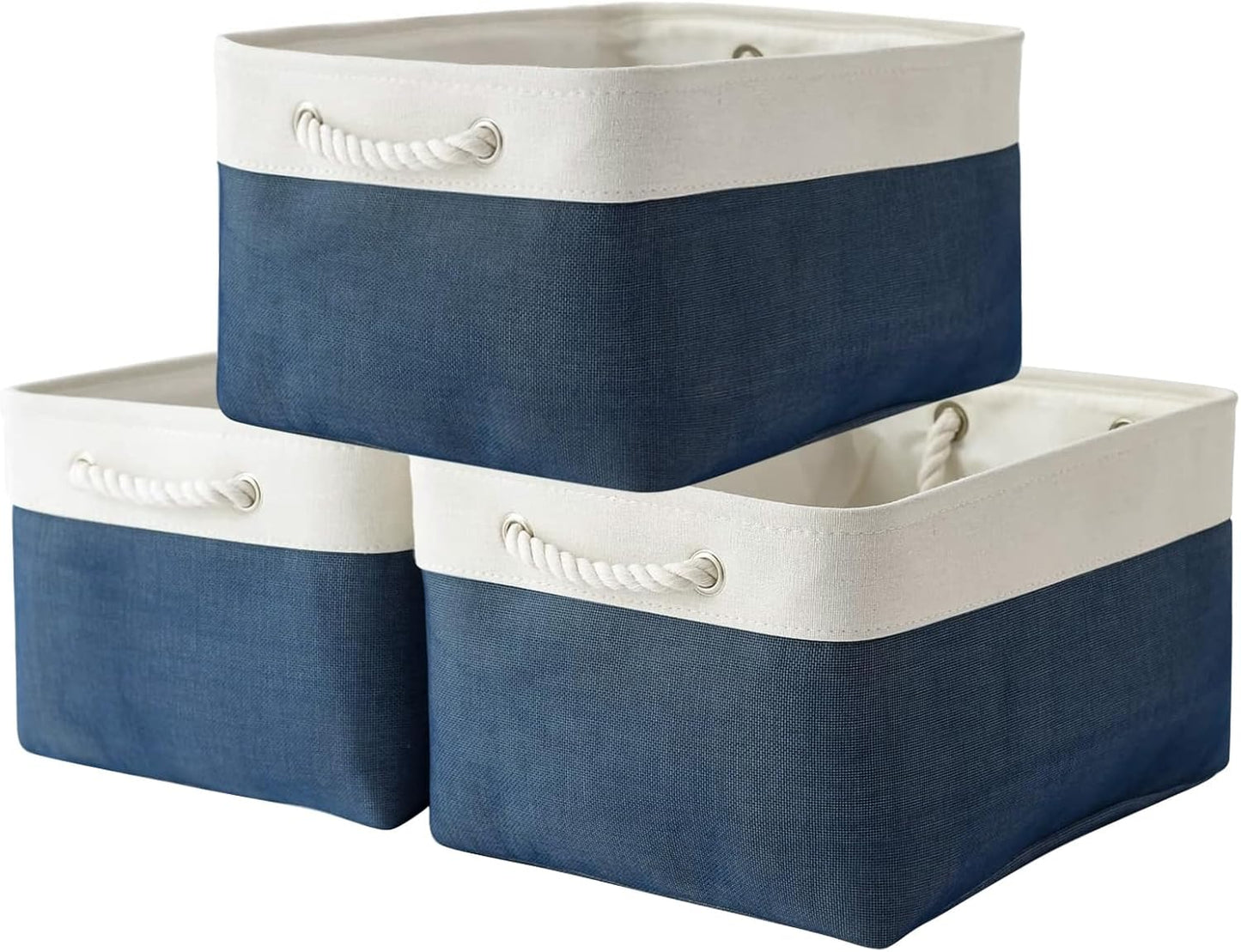 TheWarmHome Collapsible Storage Bin for Shelves - Large 3 Pack 16x12x8 inch Storage Basket for