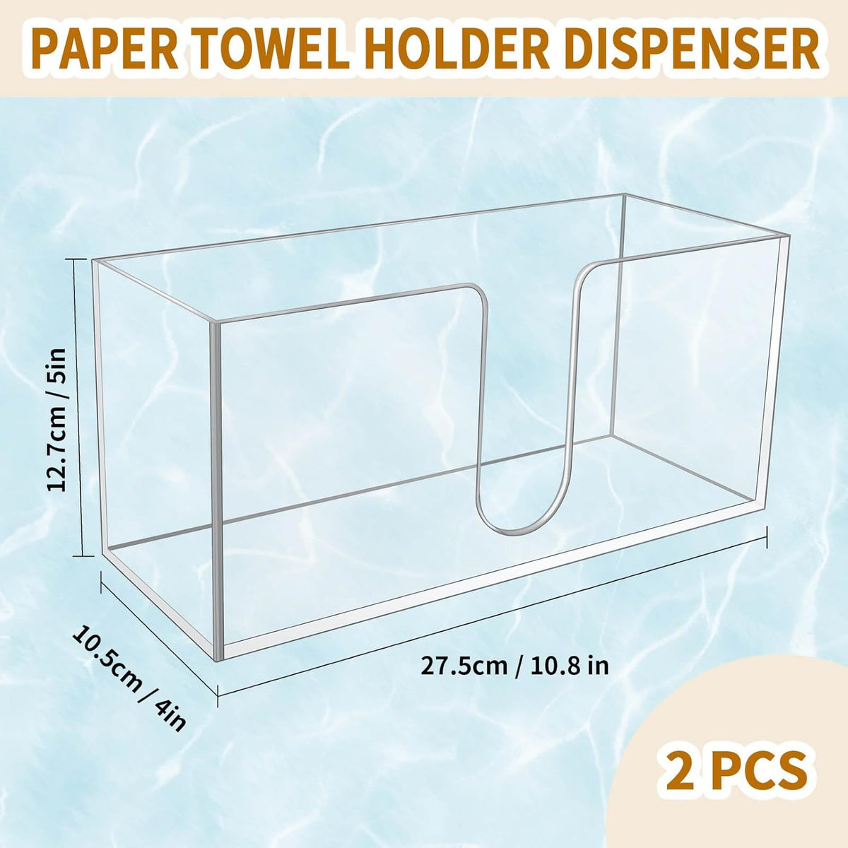 2Pack Acrylic Countertop Paper Towel Holder, Paper Towel Dispenser Countertop/Acrylic Napkin