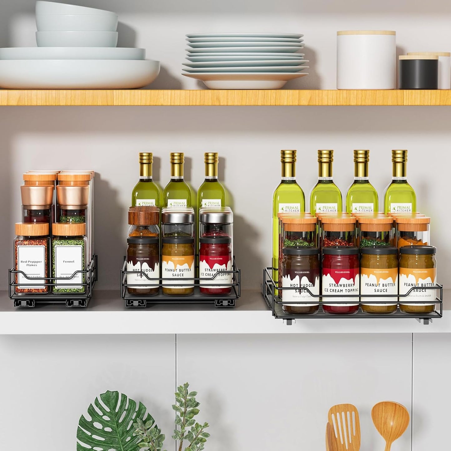 RCHYFEED Pull Out Spice Rack Organizer for Cabinet,Slide out Spice Organizer for Inside