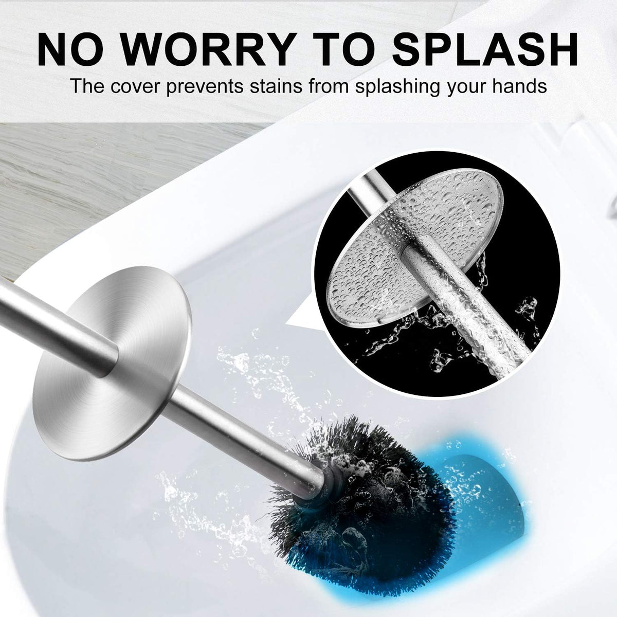 Toilet Brush and Holder, 2 Pack Toilet Brush with 304 Stainless Steel Long Handle, Toilet Bowl