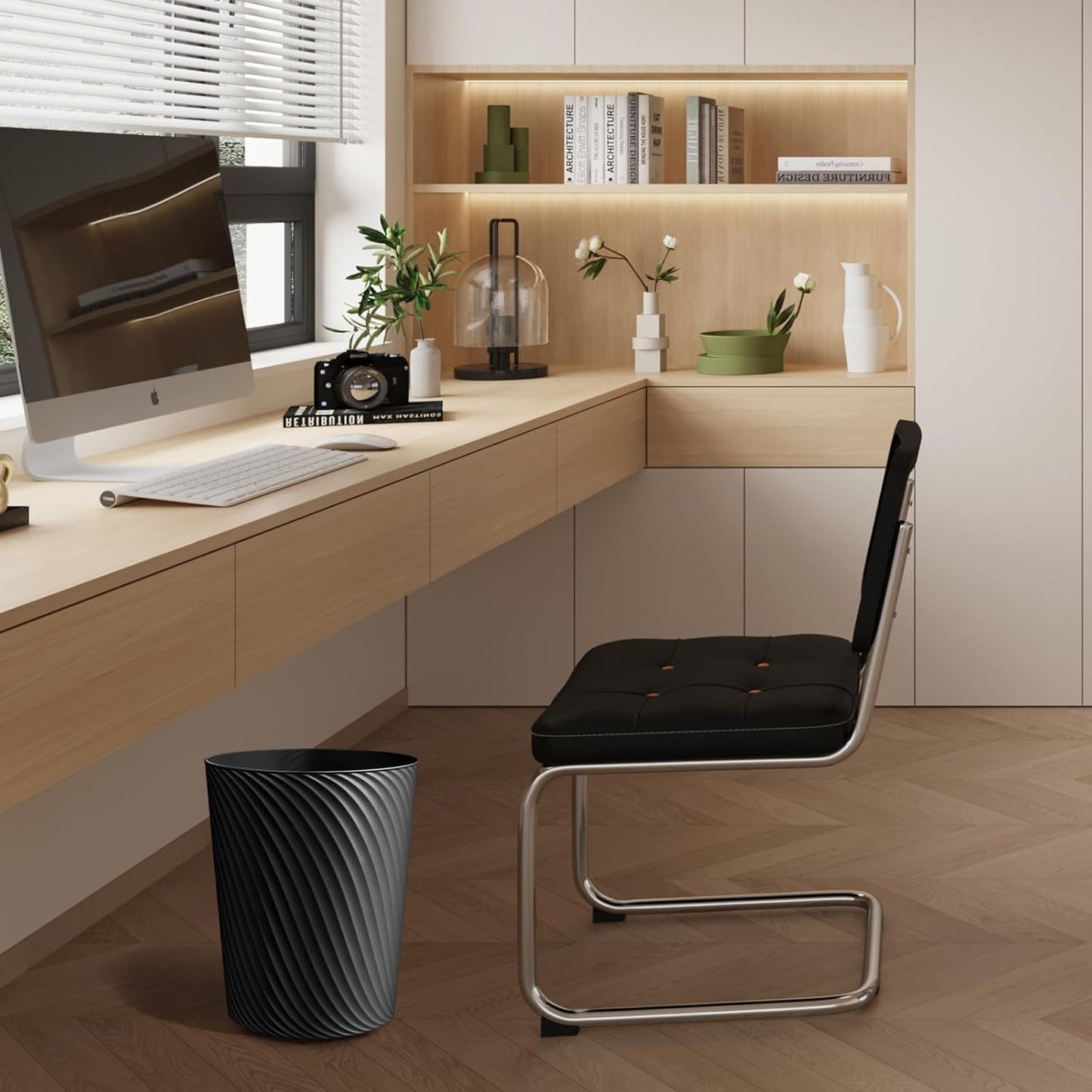 Small Trash Can 3 Pack 1.8 Gallons, Bathroom Trash Can & Garbage Can with 6 Trash Bags, Bedroom