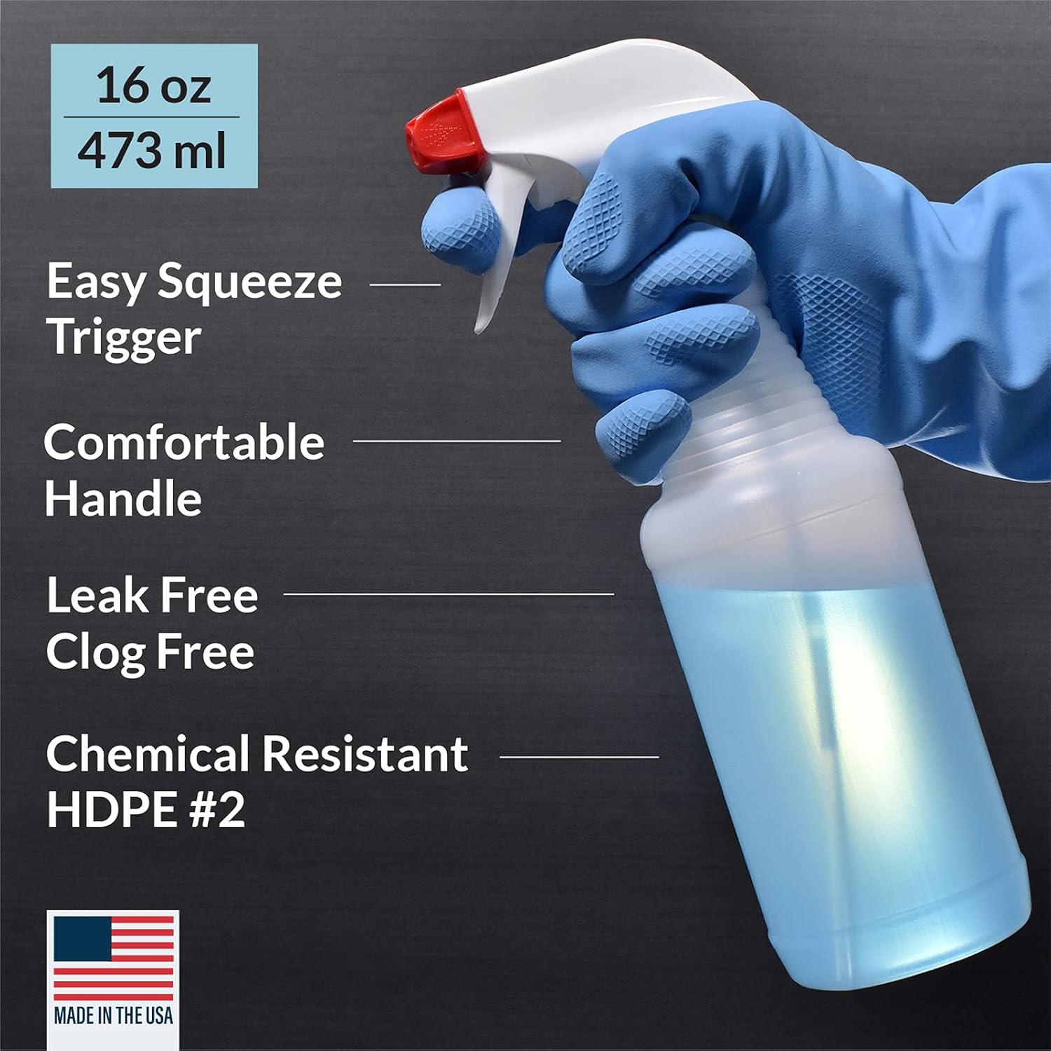 Pinnacle Mercantile Plastic Spray Bottles Leak Proof Technology Empty 16 oz Value Pack of 2 Made in