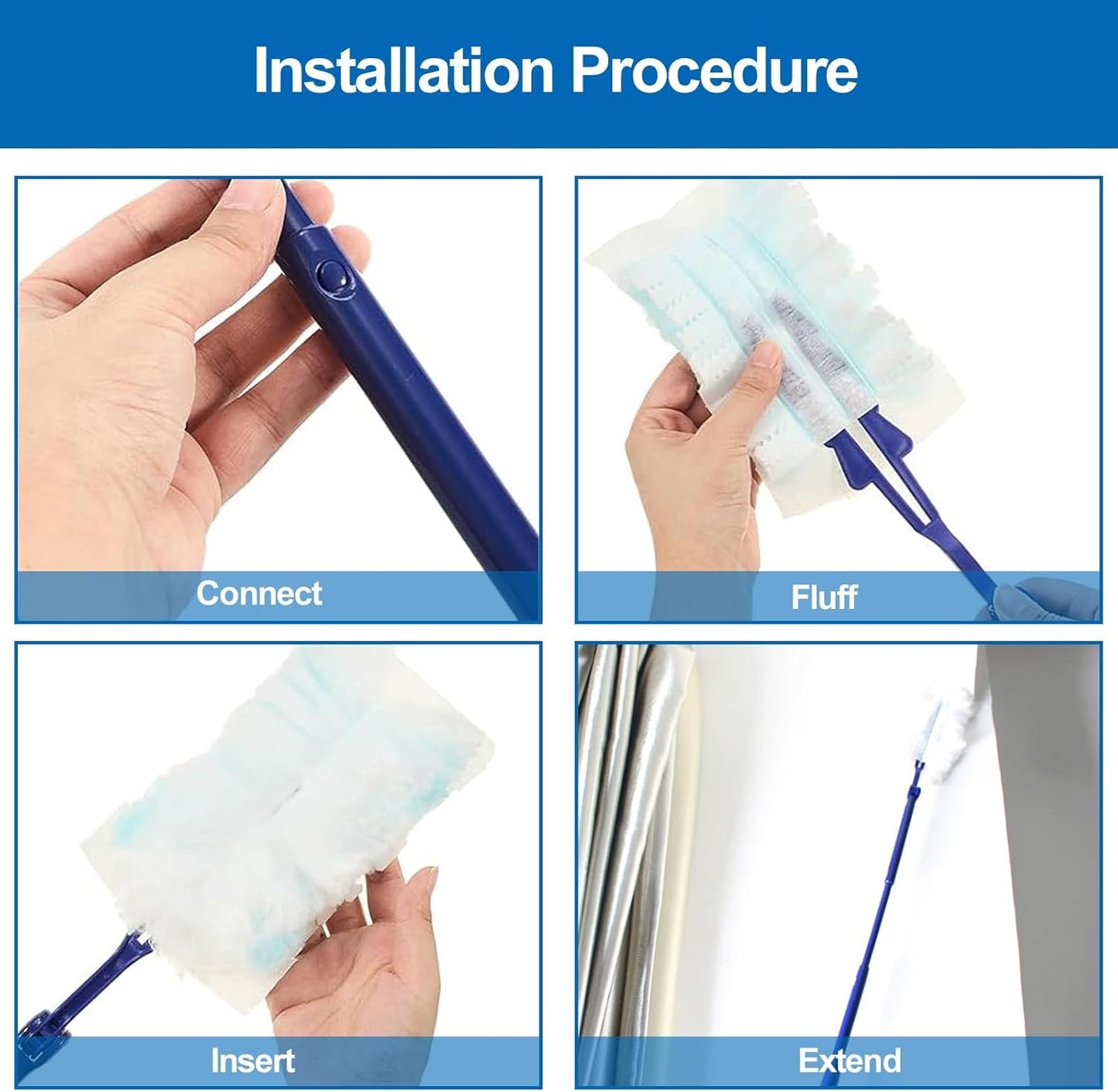 Replacement Handles Compatible with Swiffer Duster Refill, Swiffer Duster Extended Handle,Foldable