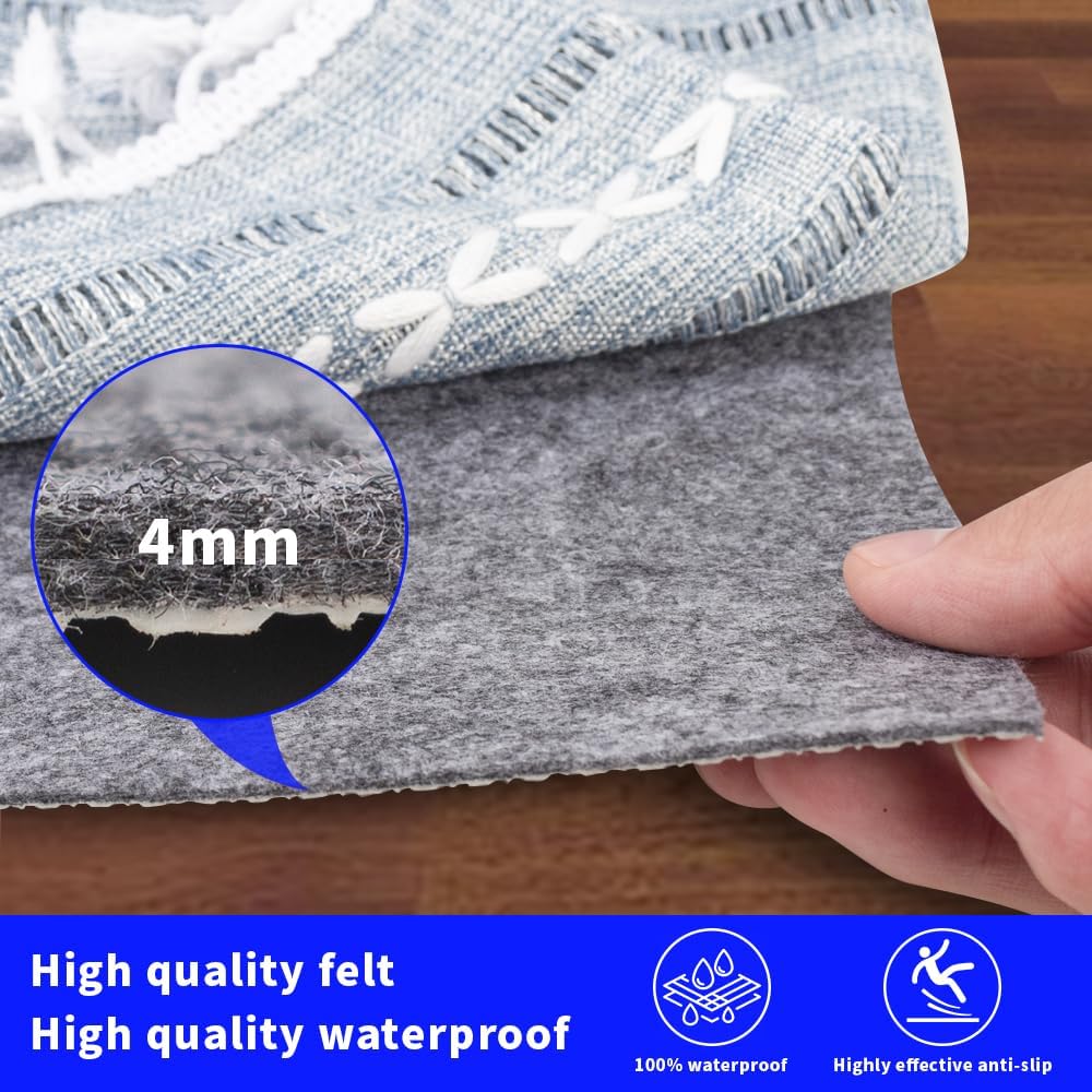 100% Waterproof Non-Slip Rug Pad 3x5 for Large Area Rugs Durable Felt Floor Protection pad for All