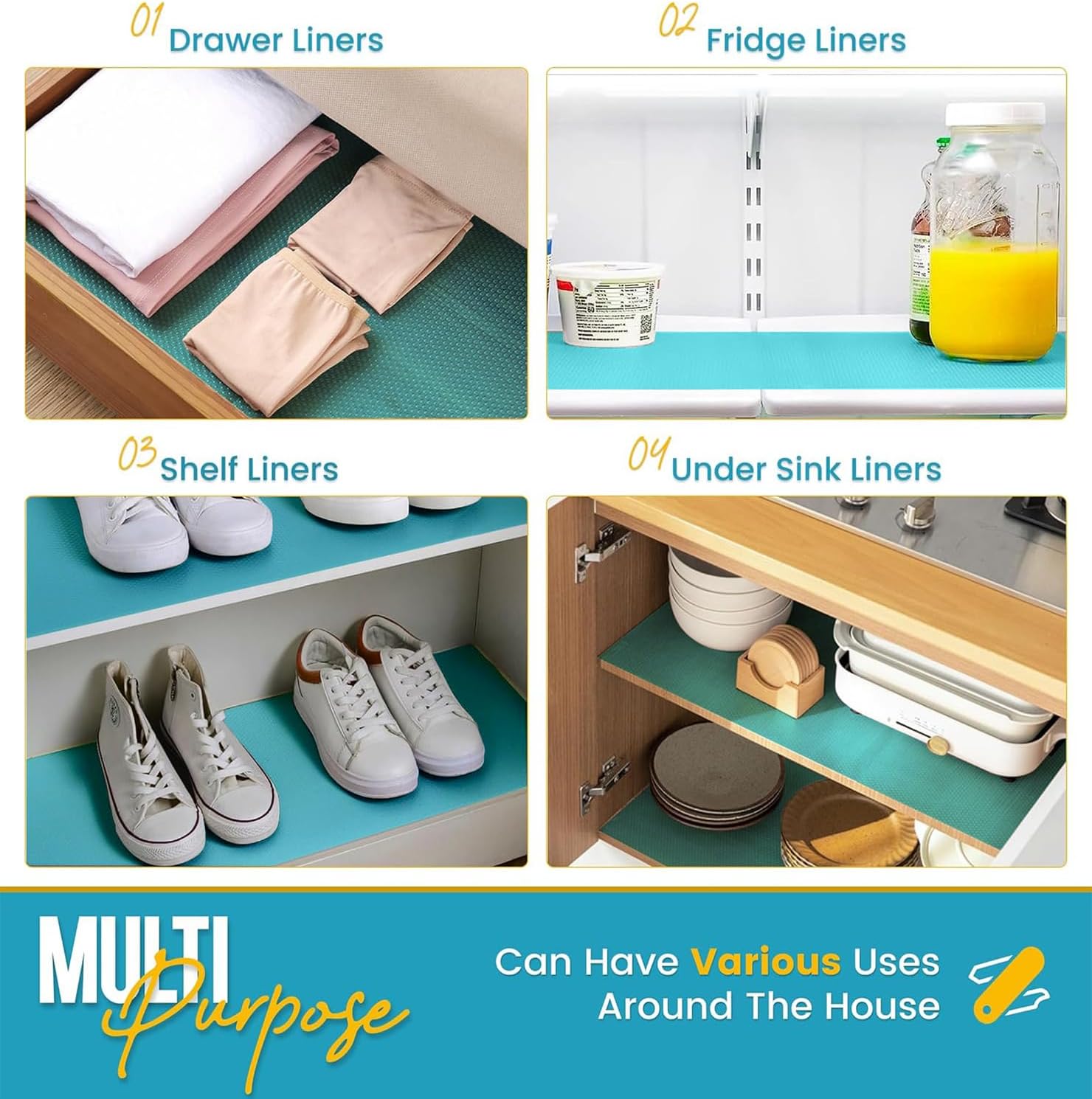 Refrigerator Liners for Shelves by Linda’s Essentials - Easy to Clean Fridge Liner with Spill