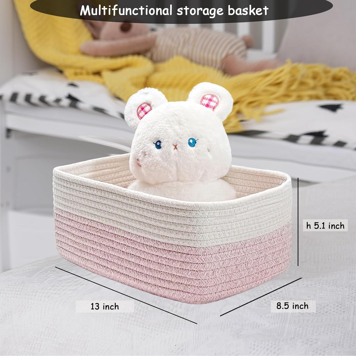 COMFY-HOMI 13" x 8.5" x 5.1" Storage Baskets for Organizing | Cotton Rope Woven Basket | Toy
