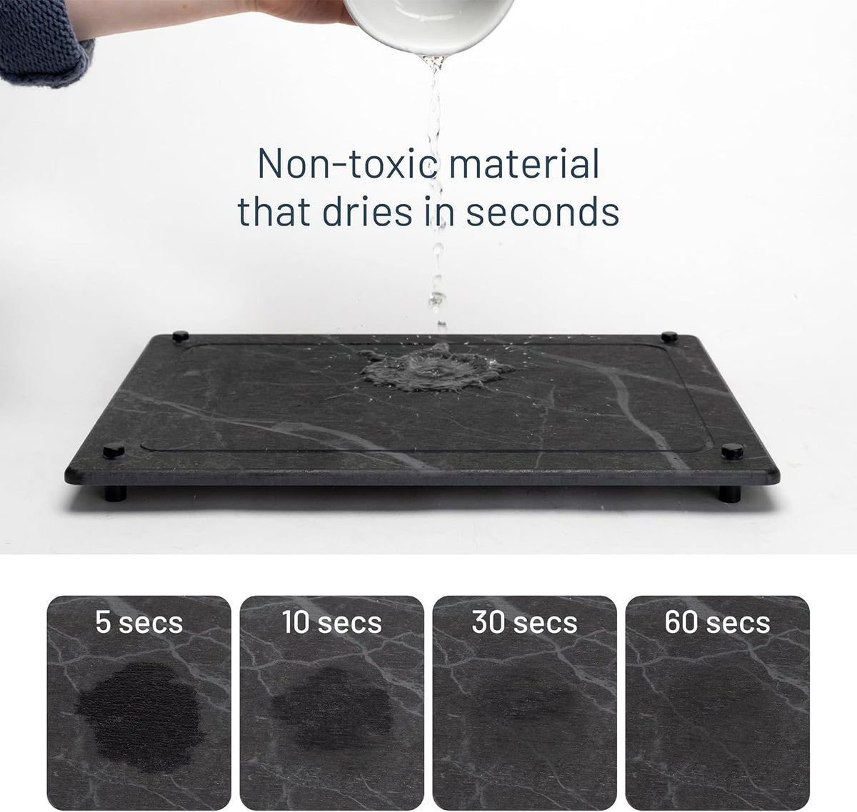 Natural Dish Drying Mat – Eco-Friendly, Rapid-Dry Technology | Modern Design | Non-Toxic | BPA-Free