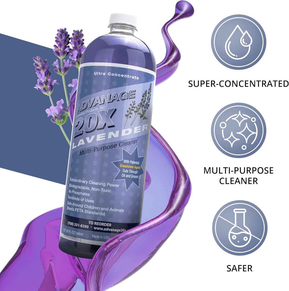 All Purpose Cleaner Concentrate - Advanage 20X The Wonder Cleaner Lavender for All Surfaces Around