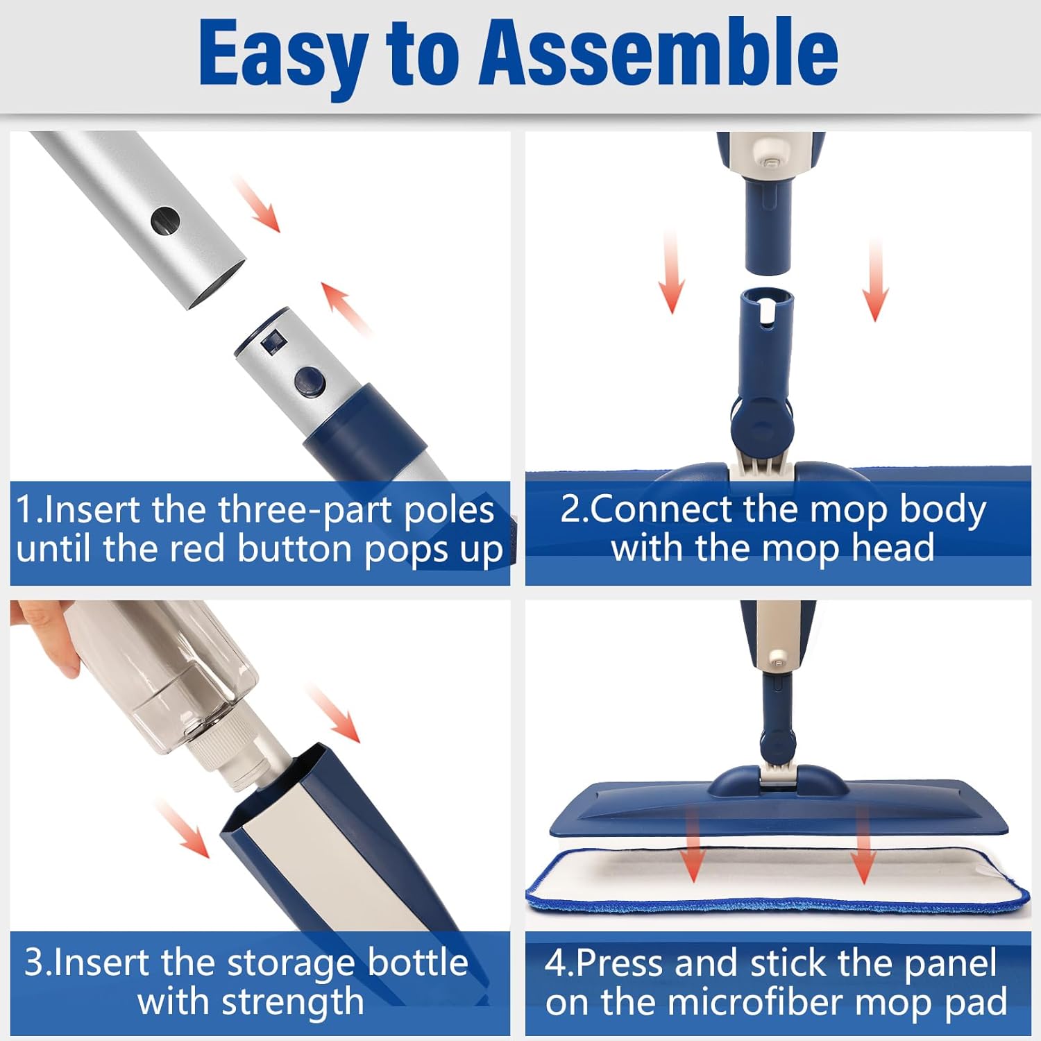 Spray Mops for Floor Cleaning Floor Mop with a Refillable Spray Bottle and 3 Washable Microfiber