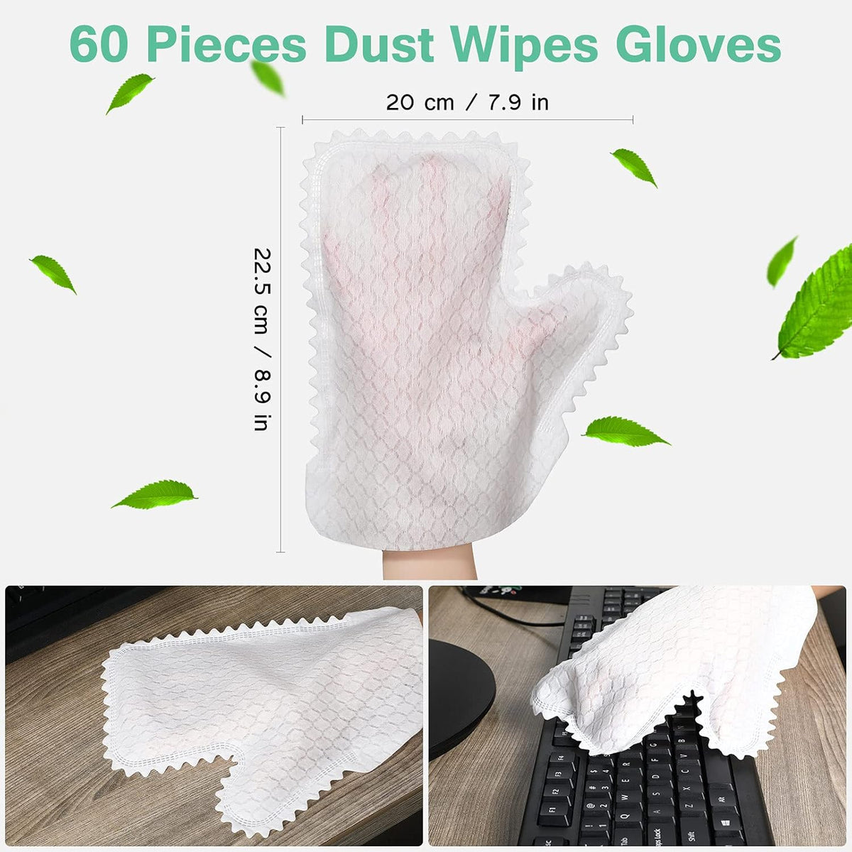 60 Pieces White Microfiber Dusting Gloves Artisan Dusting Mitt Microfiber Cloth Replaces Dust Wipes