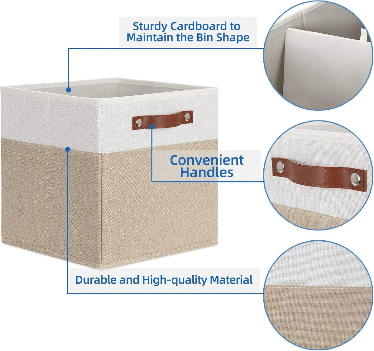 Temary Fabric Storage Cubes - 12 Inch Collapsible Bins (4Pack) - Empty Gift Baskets for Organizing