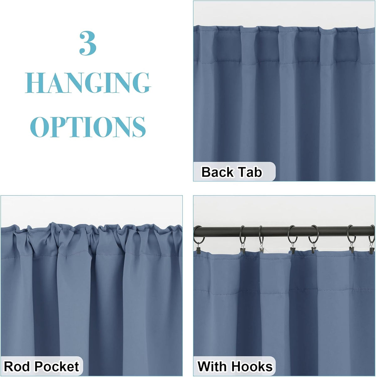RYB HOME Room Darkening Curtains for Bedroom, Thermal Insulated Back Tab Window Treatment Blackout