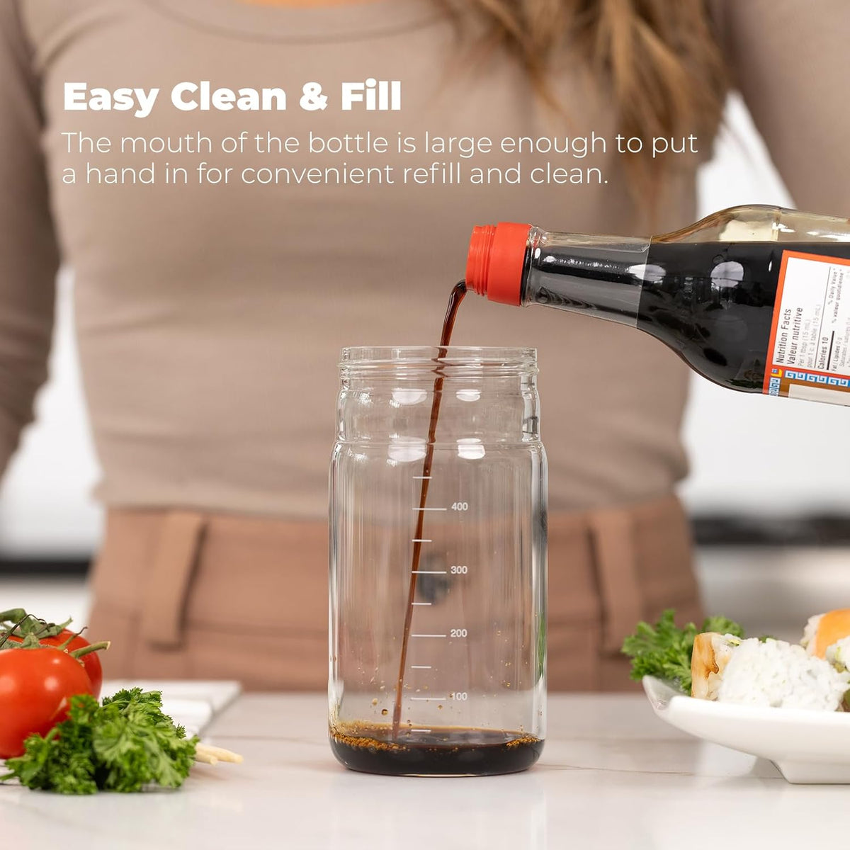 Zuutii Olive Oil Dispenser Bottle 18.6oz – Auto Flip Glass Vinegar Bottle with No-Drip Spout for