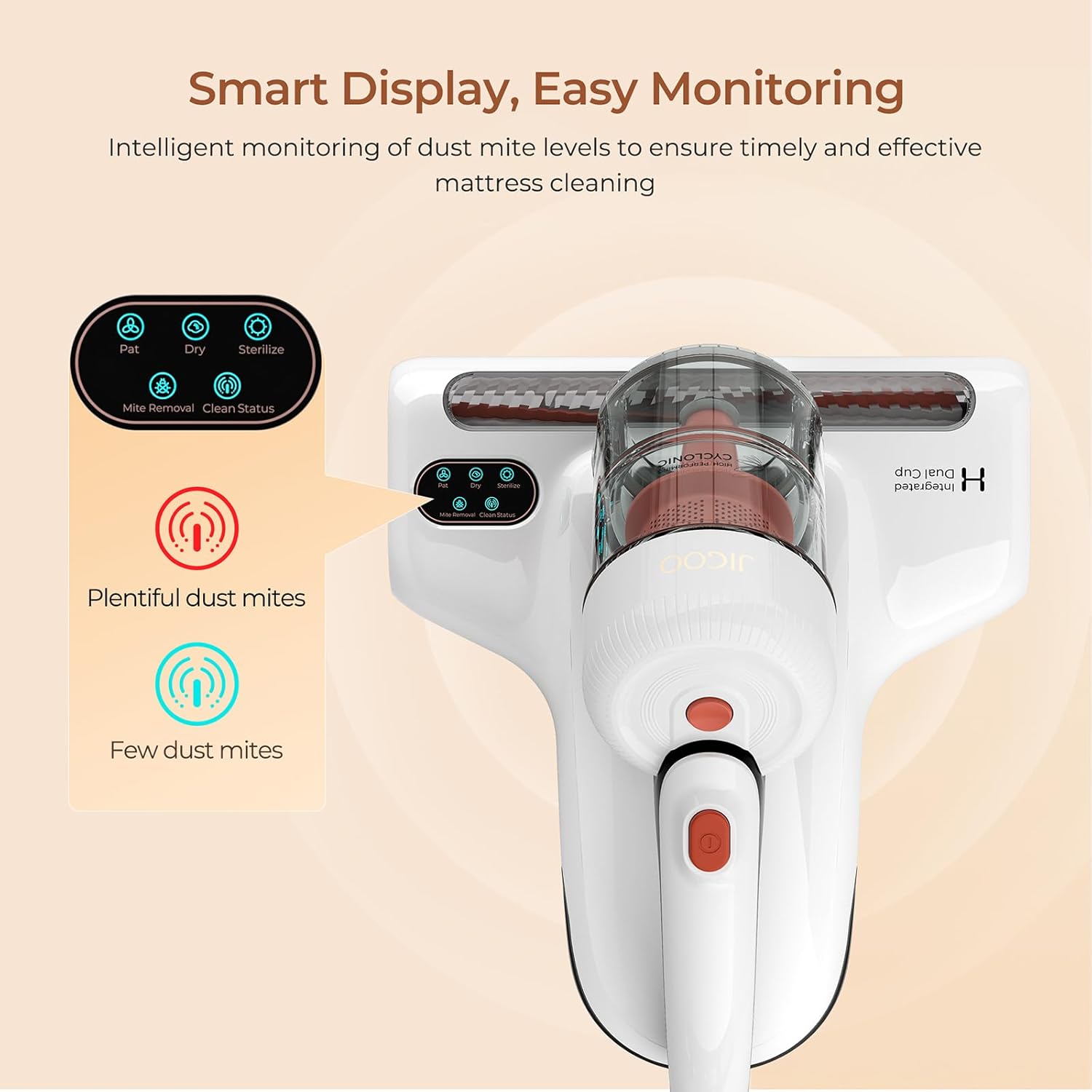 JIGOO J200 Improve Sleep Mattress Vacuum Cleaner Uv Sanitizing, Deep Cleaning Bed Vacuum