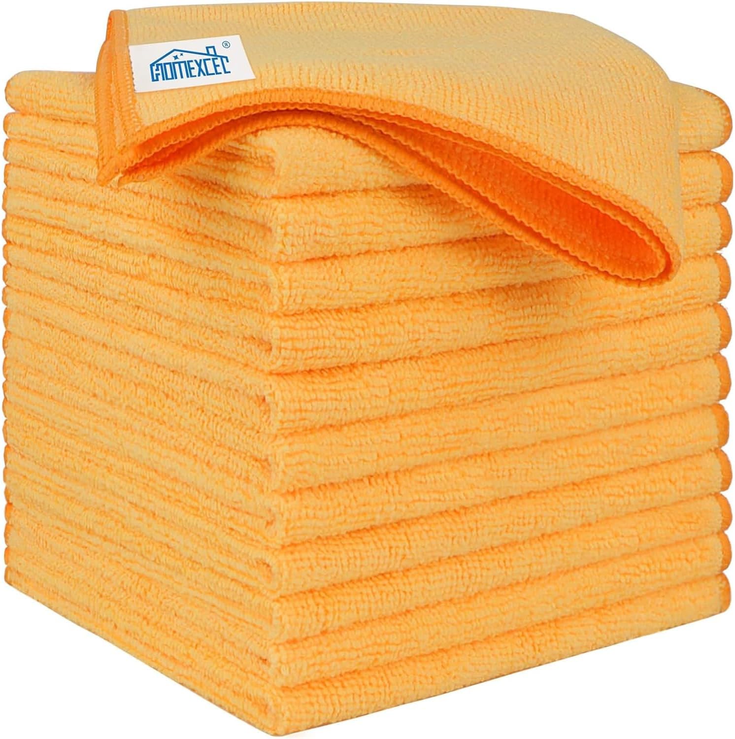 HOMEXCEL Yellow Microfiber Cleaning Cloths 12 Pack, 12.5 x 12.5 inch Microfiber Towel for Cars