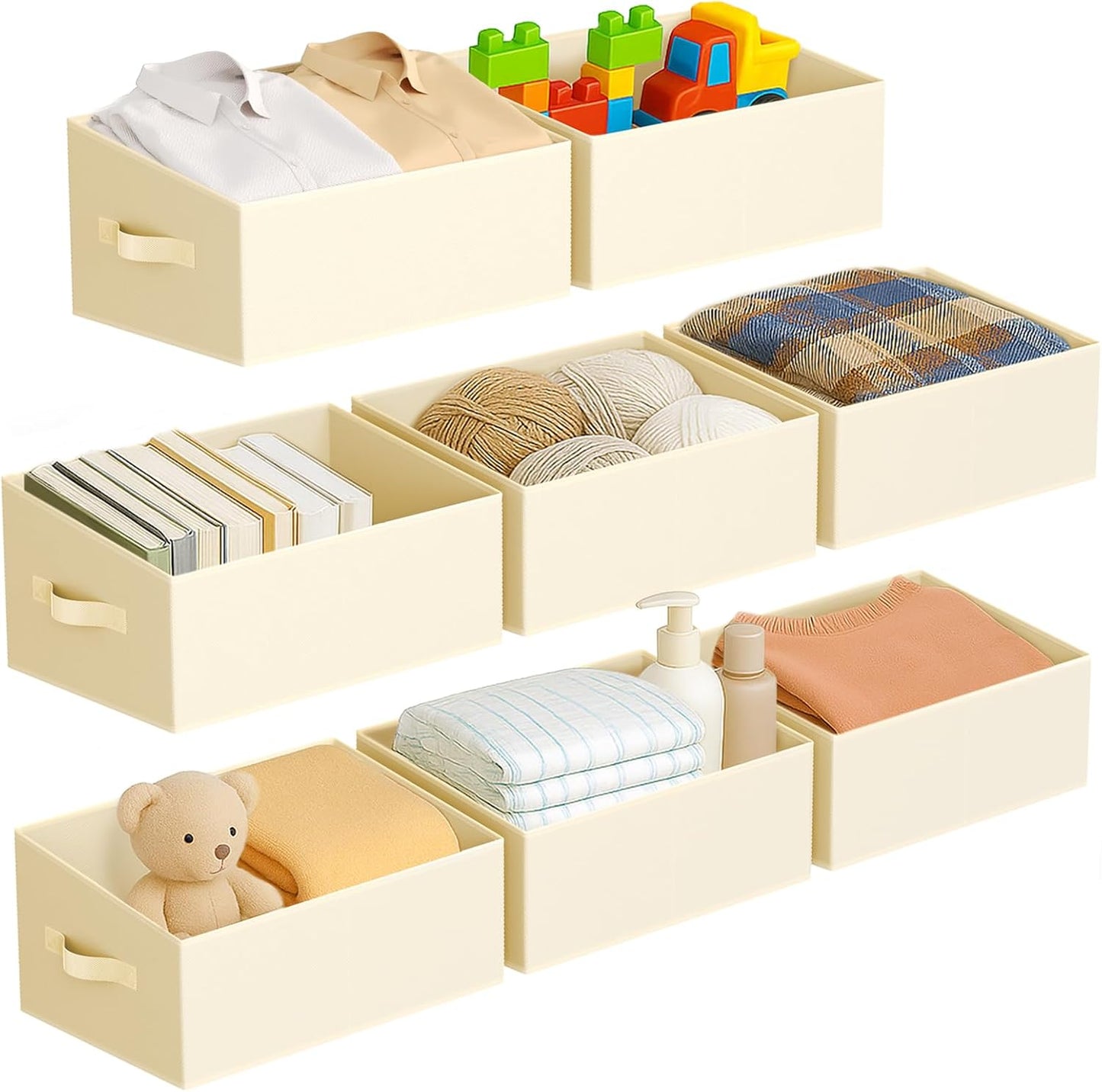 DIMJ Large Closet Storage Bins 8 Pack - Fabric Trapezoid Closet Organizer Bin, Foldable Storage