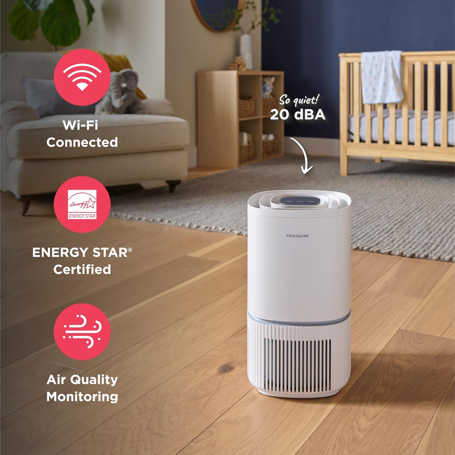 Frigidaire PureA300 HEPA Air Purifier with Wi-Fi for Small Bedrooms, Covers up to 850 Sq. Ft.