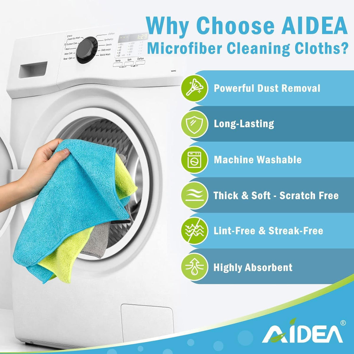 AIDEA Microfiber Cleaning Cloth-100PK, Soft Microfiber Towels for Cars, Absorbent Cleaning Rags