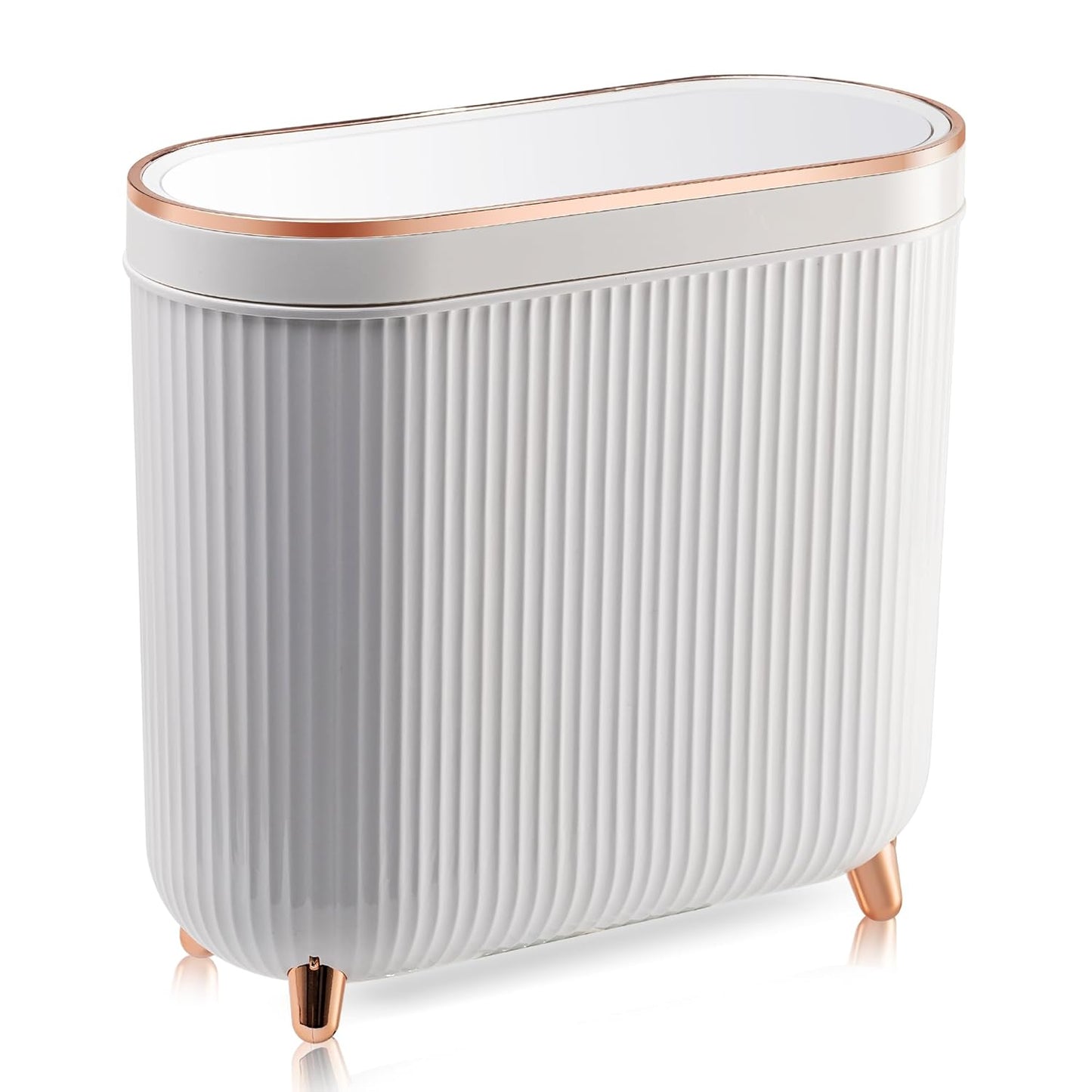 Bathroom Trash Can with Lid 3.2 Gallon Narrow Trash Can Small Plastic Trash Bin 12 Liter