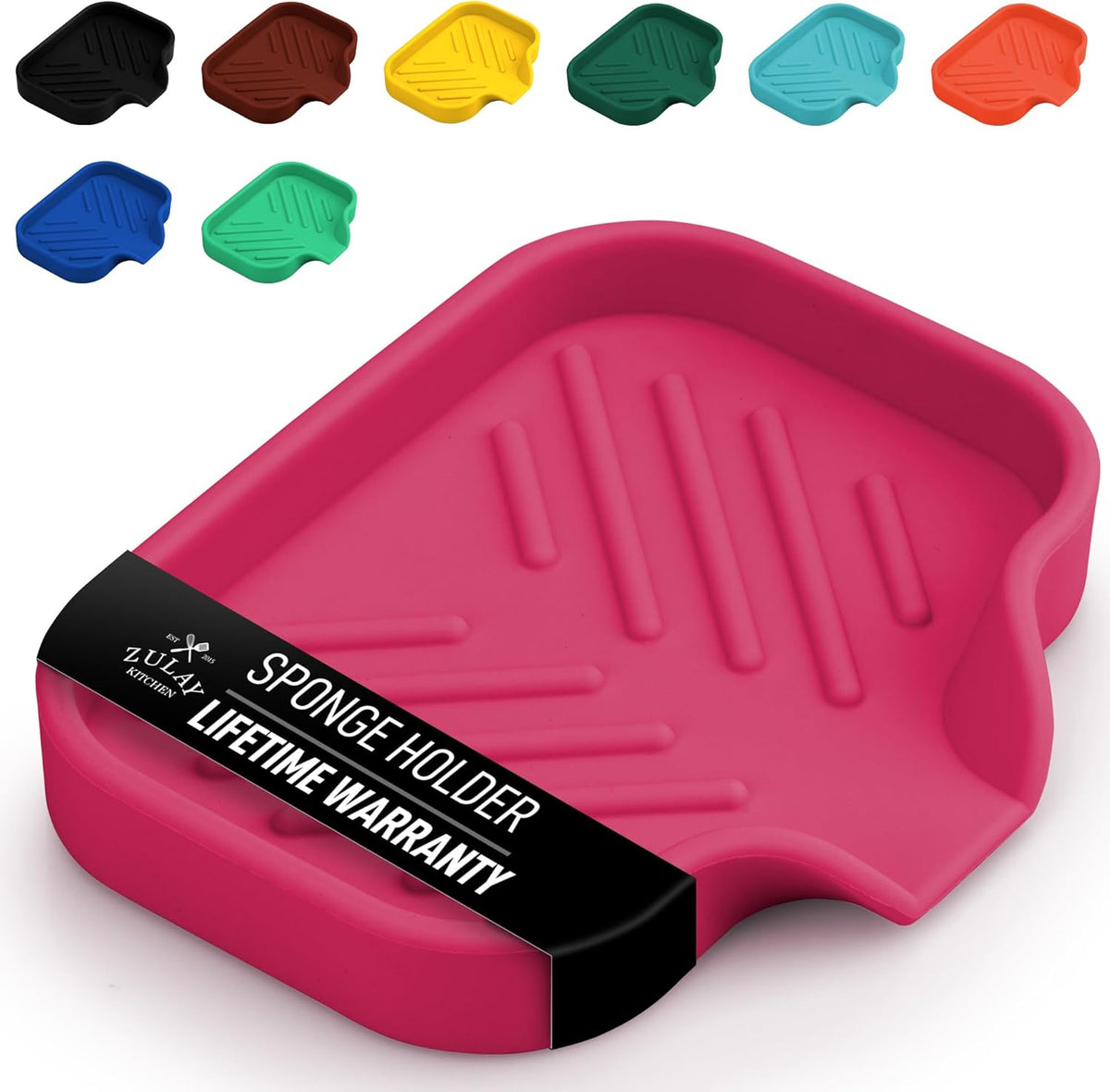 Zulay Kitchen Small Silicone Sponge Holder (4.9x3.3”) – Space-Saving Sink Organizer Tray for