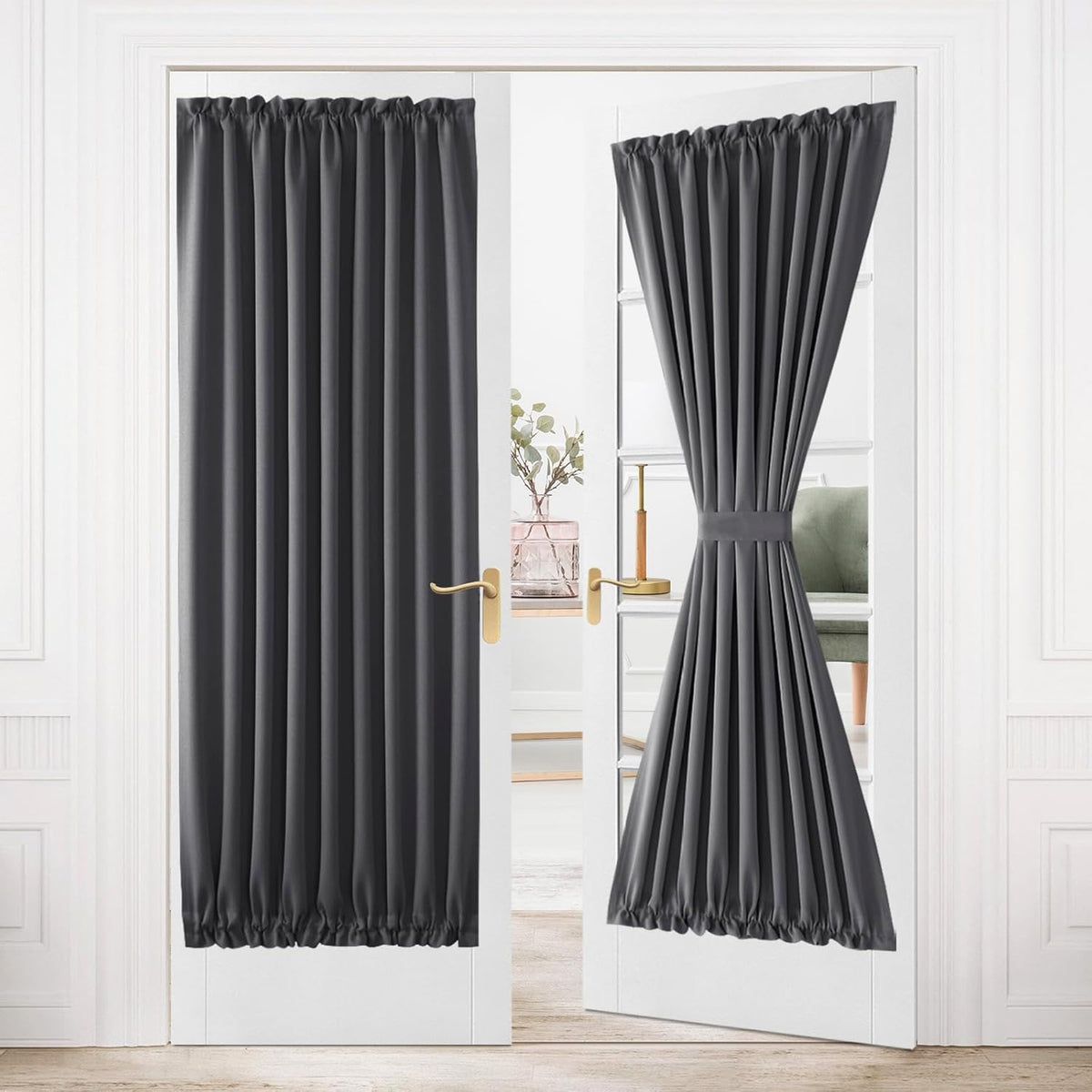 DWCN French Door Curtains – Rod Pocket Thermal Blackout Curtain for Window/Patio