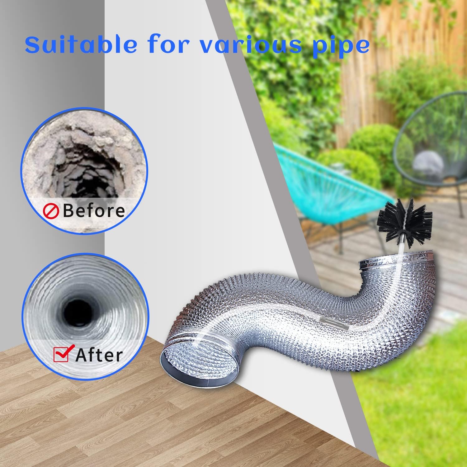 HOKLNUSE Dryer Vent Cleaner Kit Chimney Sweep Cleaning Tools Pellet Stove Cleaner Kit Air Dryer