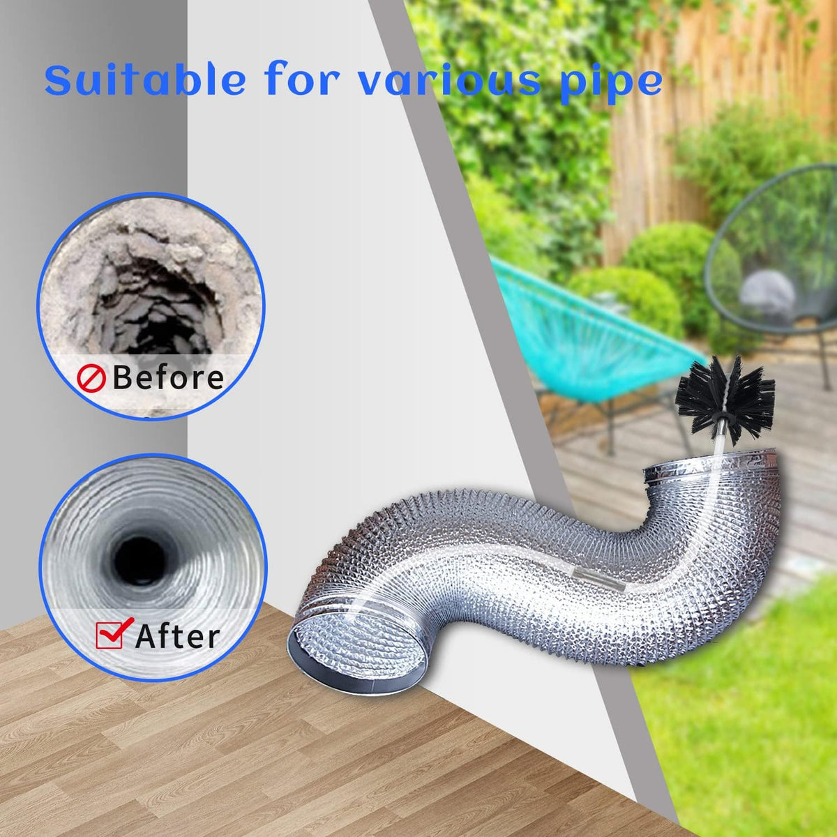 HOKLNUSE Dryer Vent Cleaner Kit Chimney Sweep Cleaning Tools Pellet Stove Cleaner Kit Air Dryer