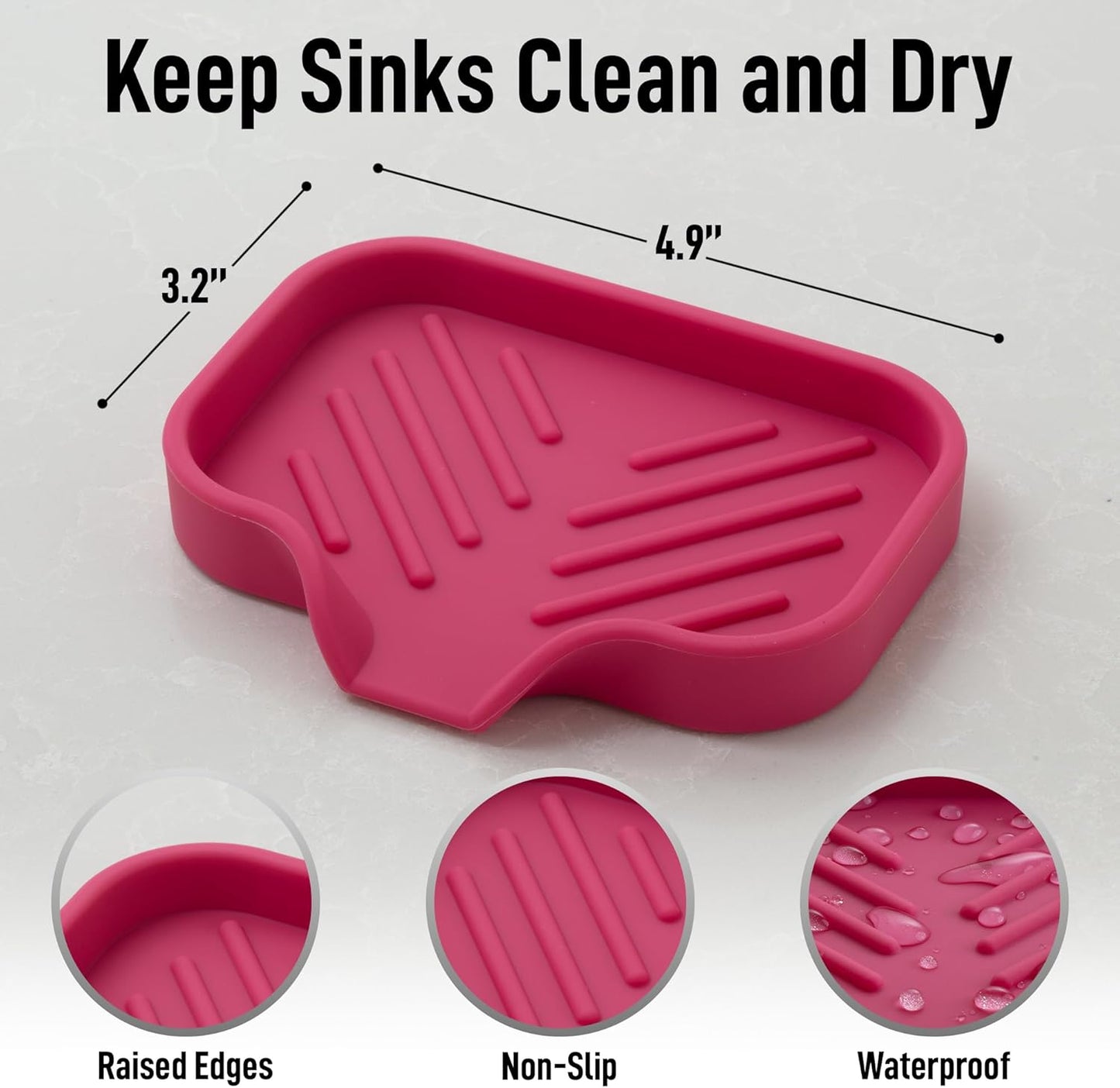 Zulay Kitchen Small Silicone Sponge Holder (4.9x3.3”) – Space-Saving Sink Organizer Tray for