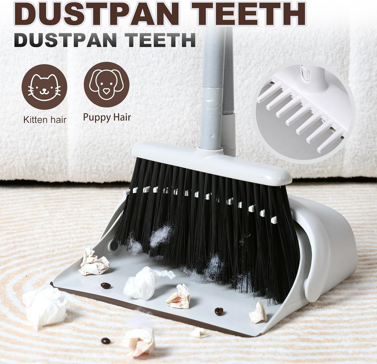 54" Long Handled Broom and Dustpan Set - Perfect Dust Pan and Brush Combo for Efficient Cleaning