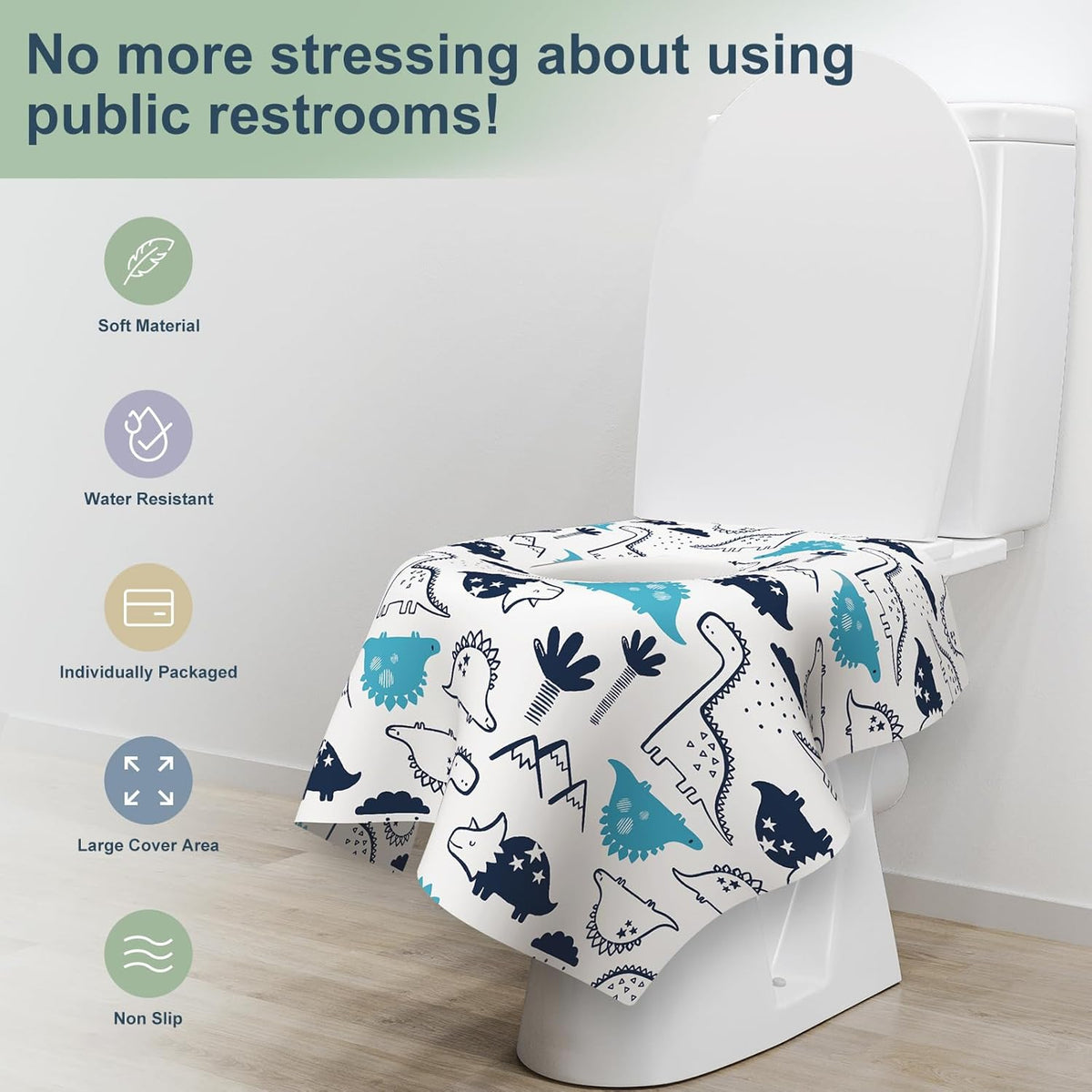 30 Pack Toilet Seat Covers Disposable, Large Waterproof Potty Covers for Toddlers, Kids, and