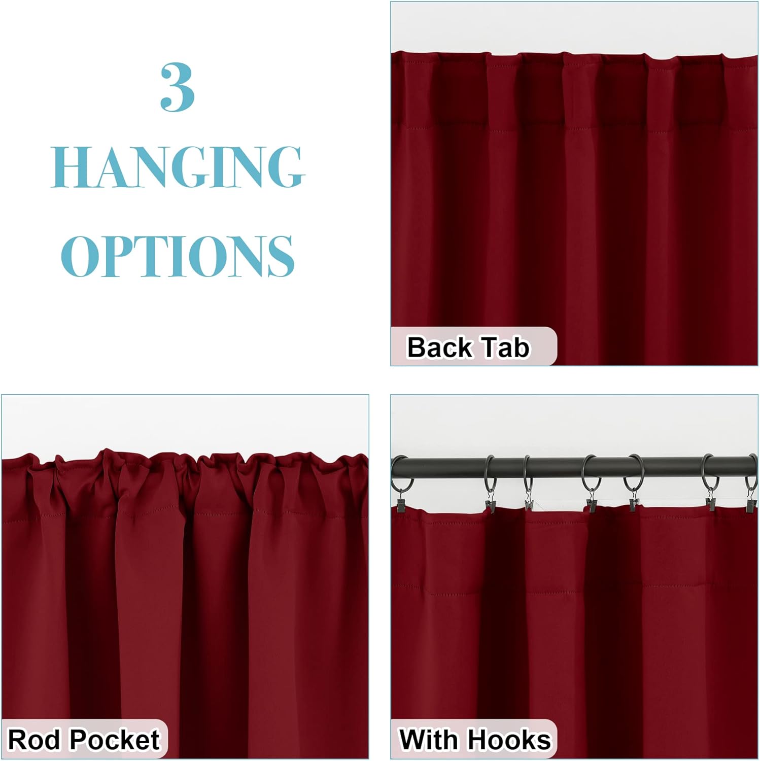 RYB HOME Small Window Curtains Blackout, Privacy Thermal Insulating Drapes for Bedroom Bathroom