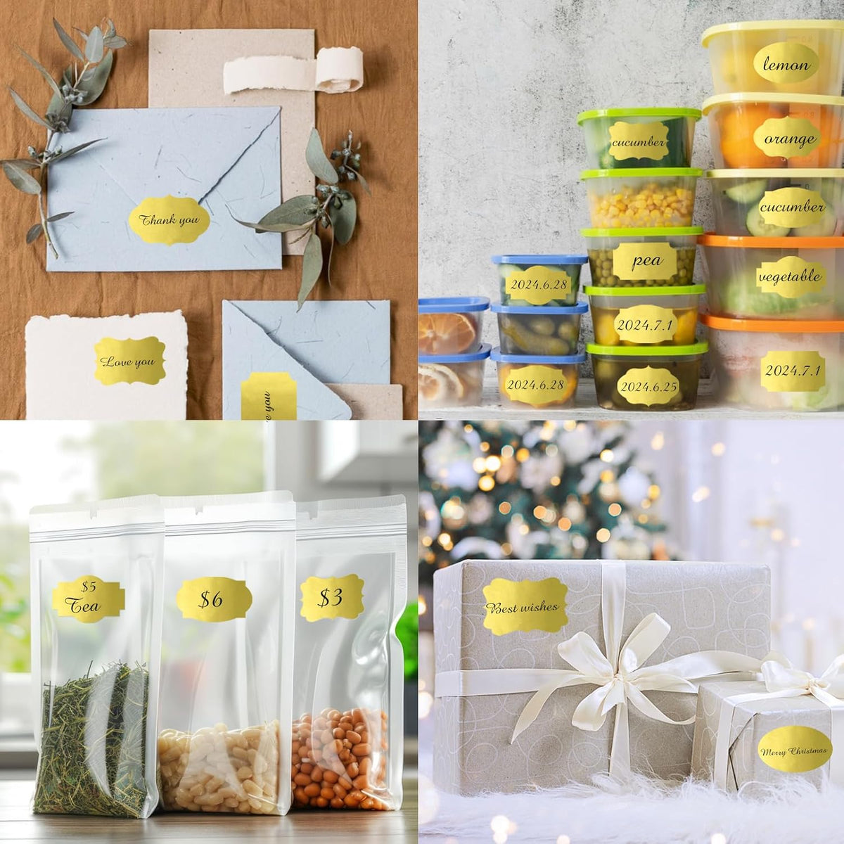 350 PCS Gift Tags Stickers Name Labels Stickers,2" x 1.2" Fancy Shape Stickers Self-Adhesive