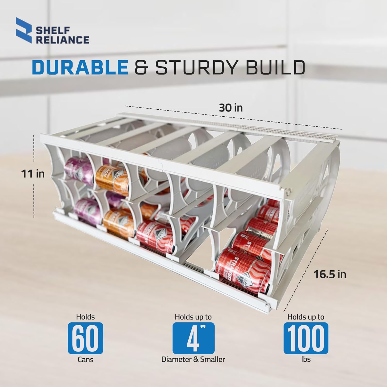 Shelf Reliance Cansolidator Pantry Plus - 1-Pack Can Organizer for Pantry, Stackable Soda Can