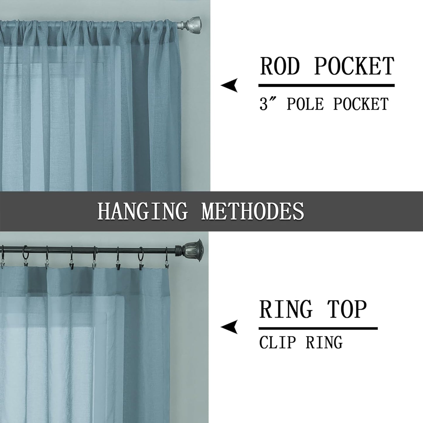 Tollpiz Short Sheer Tier Curtains Linen Textured Half Kitchen Curtain Sheers Light Filtering Rod