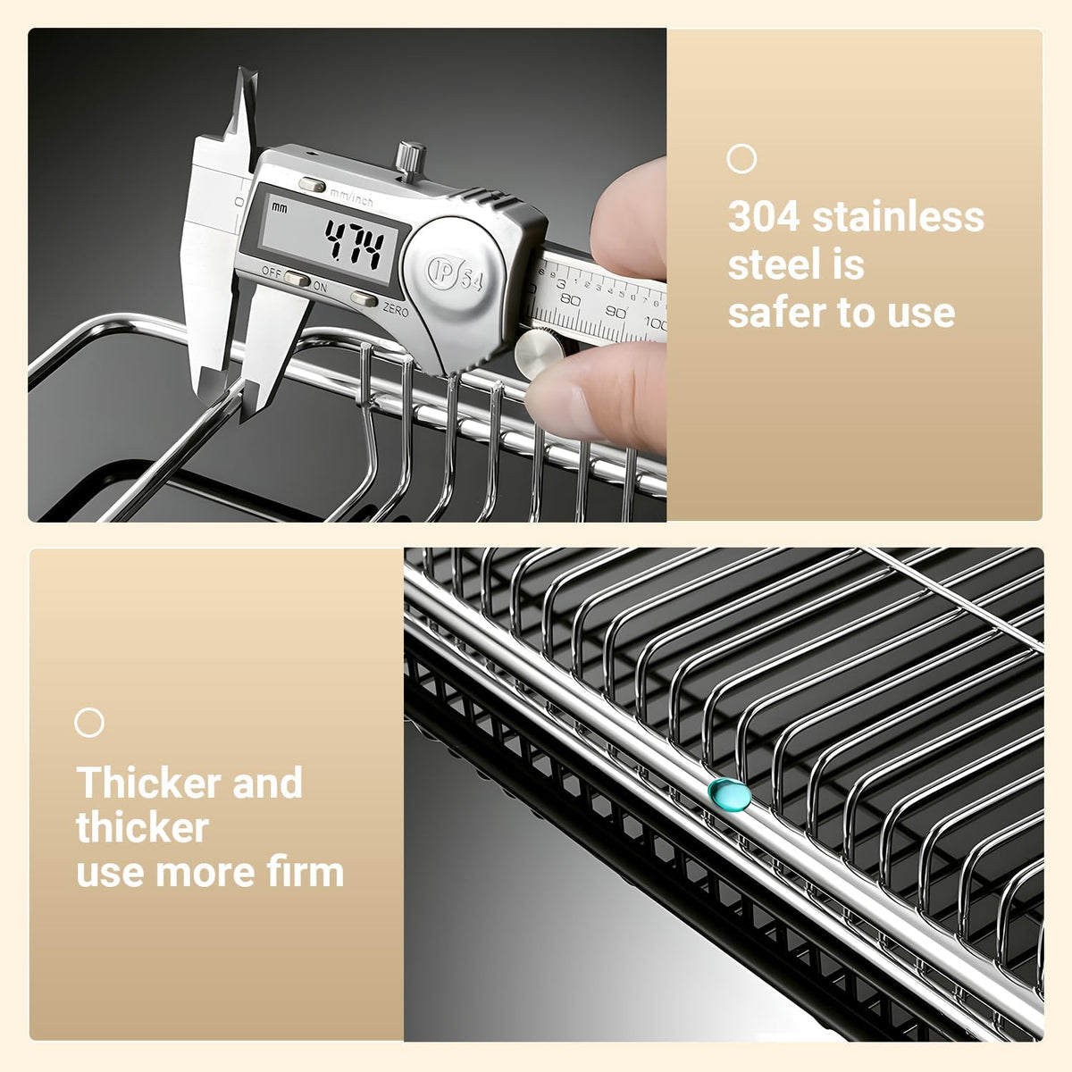 Dish Drying Rack, Stainless Steel Extendable Organizer for Kitchen Counter, Dish Dryer Rack for