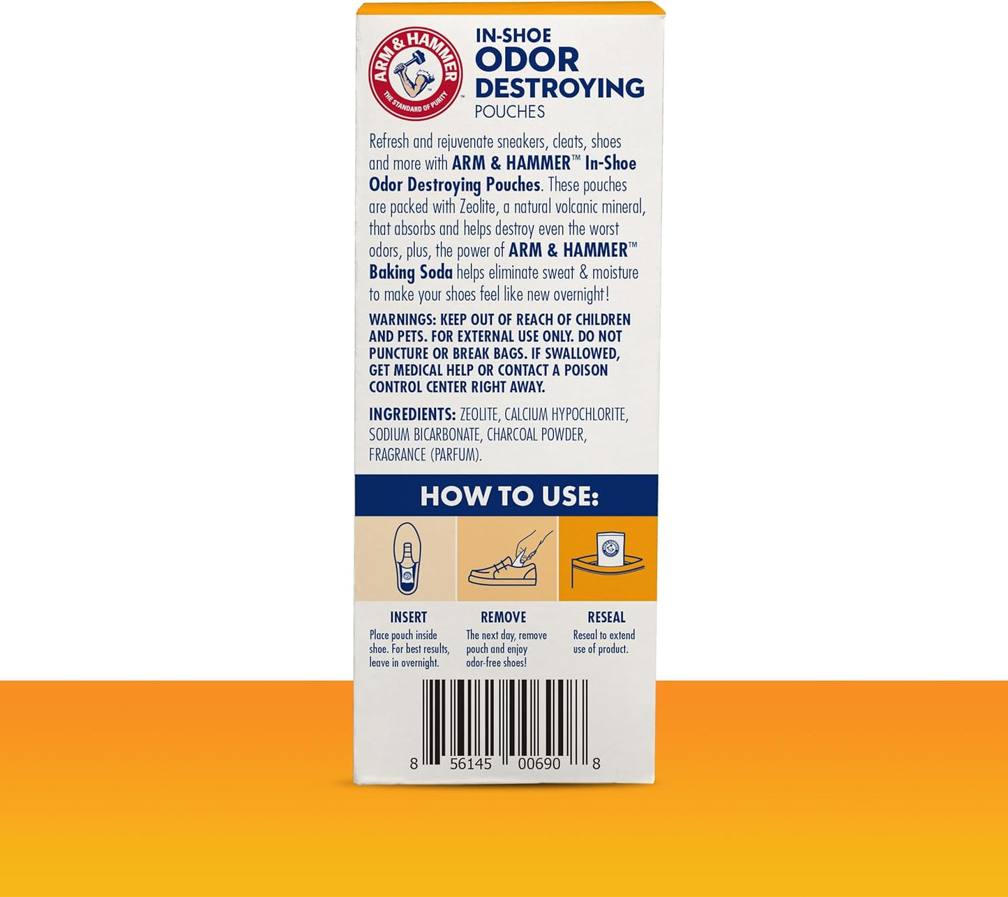 Arm & Hammer In-Shoe Odor Destroying Pouches, Shoe Deodorizer Insert for Reducing Odor and