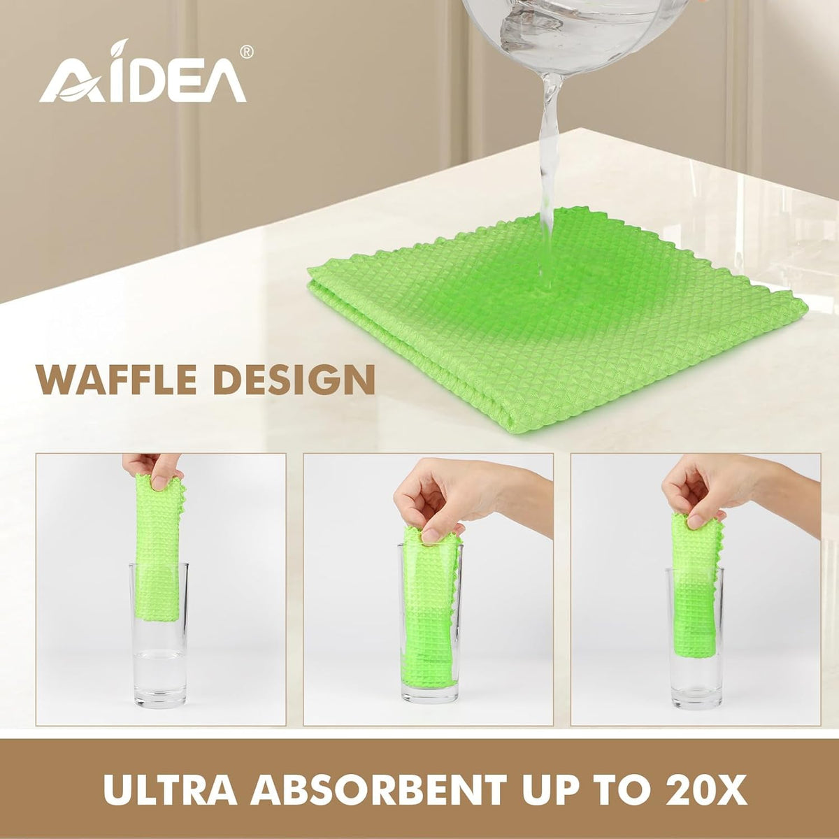 AIDEA Microfiber Glass Cleaning Cloth 12PK, Lint Free Cloth Polishing Cleaning Rags, Stainless