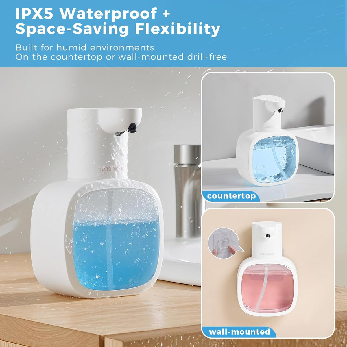 Automatic Liquid Soap Dispenser, 17oz/500ml Touchless Rechargeable with 4-Level Adjustable & IPX5