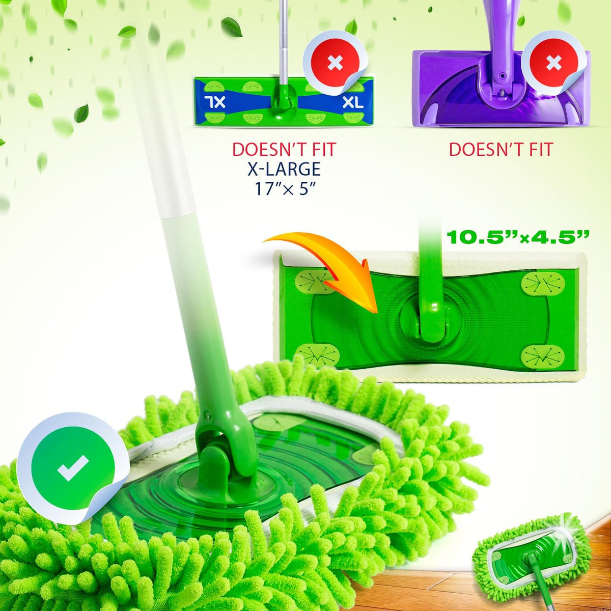 VanDuck Dust Mop Refill Compatible with Swiffer Sweeper (6 Pack) - Microfiber Pet Heavy Duty Dry
