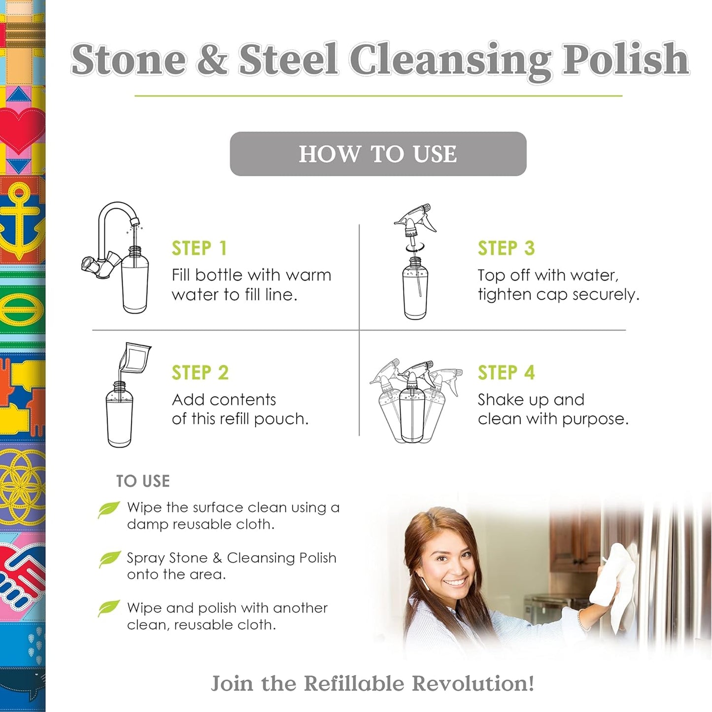 Truly Free Stone & Steel Cleansing Polish Starter Kit - Quartz, Marble, Granite, Stone Countertop