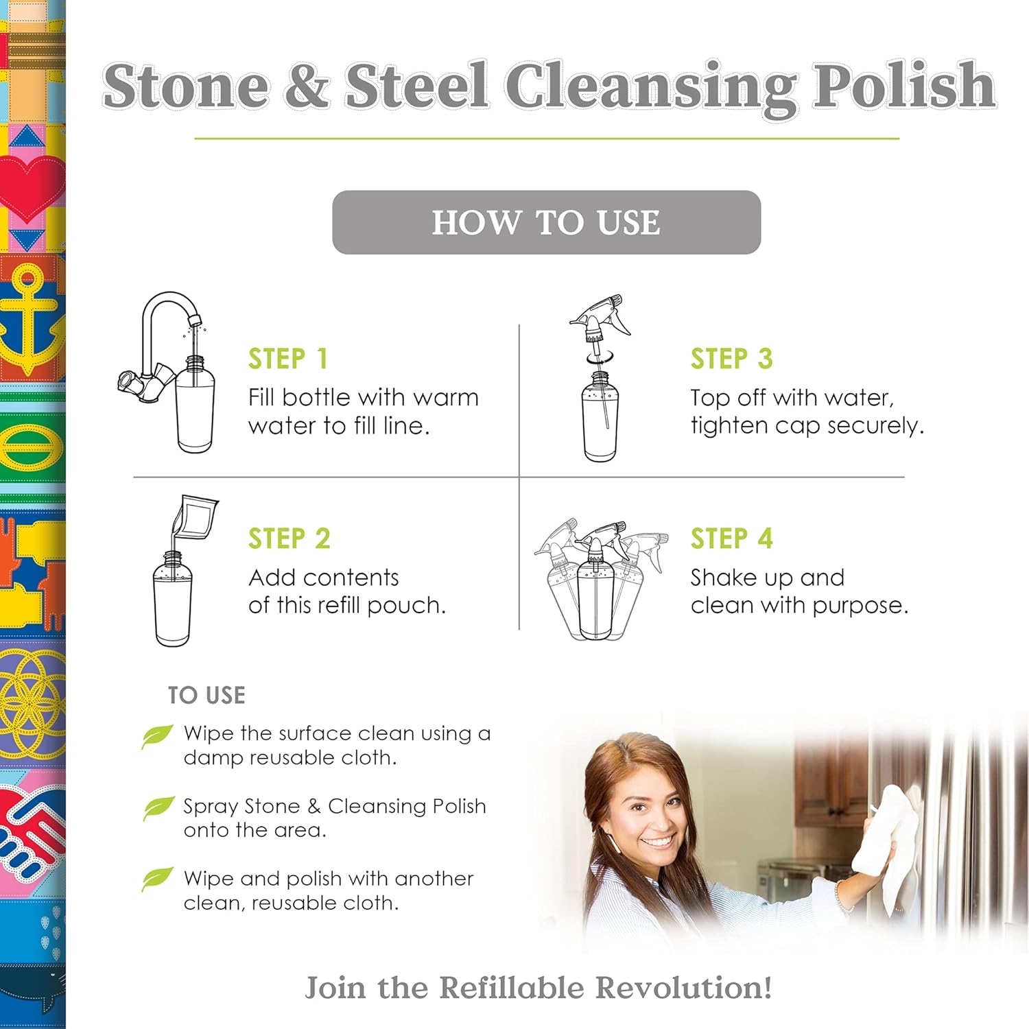 Truly Free Stone & Steel Cleansing Polish Starter Kit - Quartz, Marble, Granite, Stone Countertop