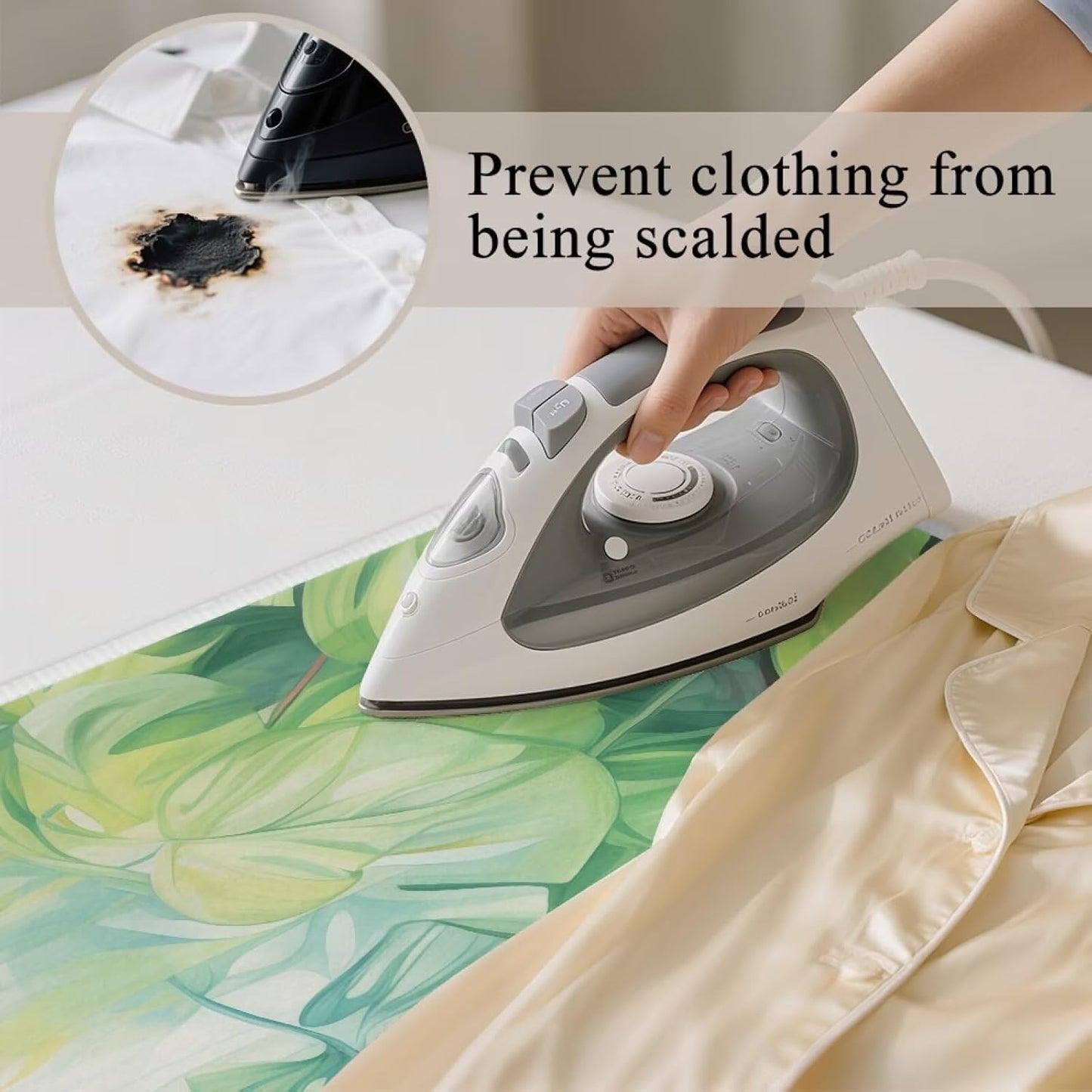 Green Ironing Mat Portable Ironing Pad Monstera Leaf 32 x 16 Inch Large Ironing Mat for Table Top