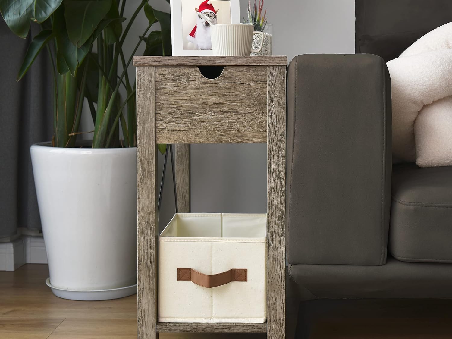 StorageWorks Storage Baskets for Shelves, Foldable Fabric Closet Storage Bins with PU Handles