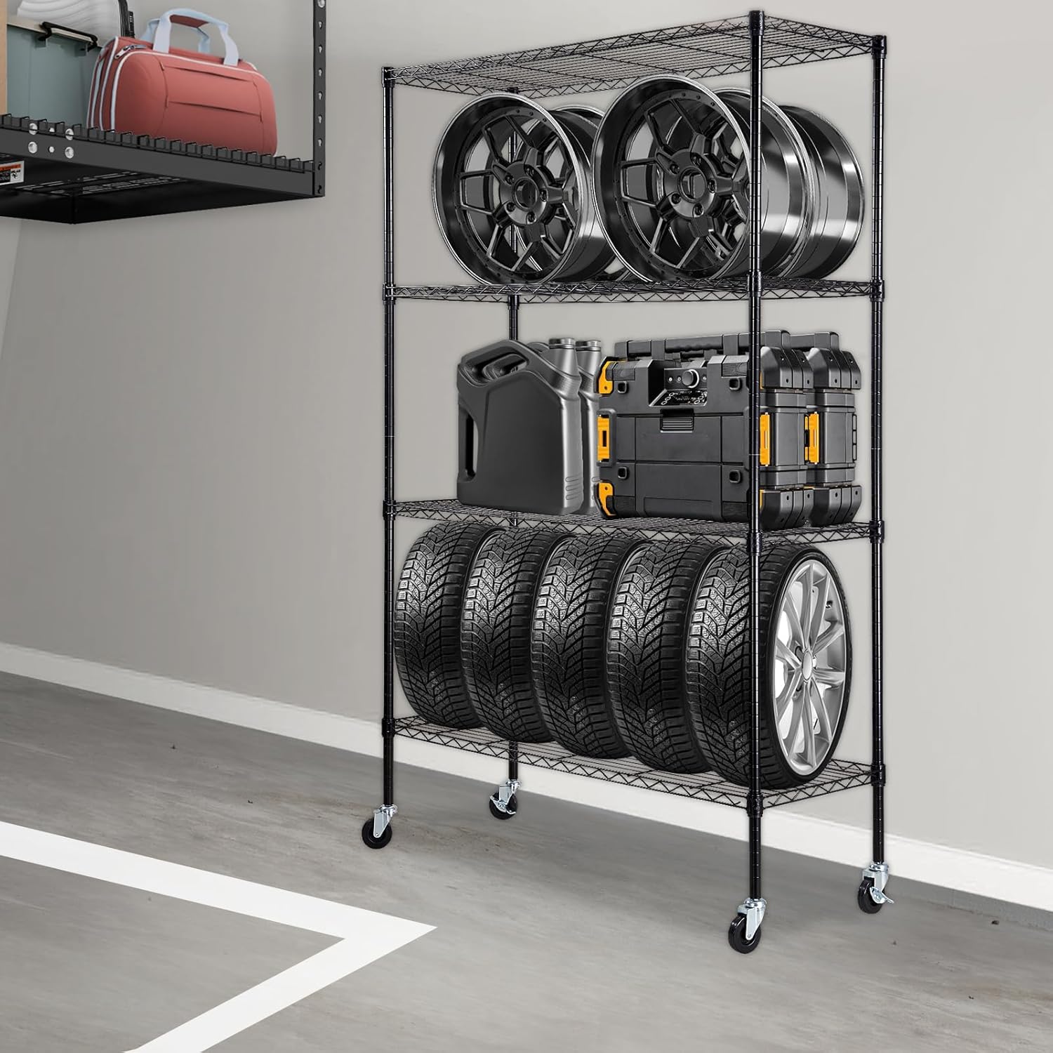 VEVOR Storage Shelving Unit, 4-Tier Adjustable Storage Shelves, 48" L x 18" W x 74" H Garage
