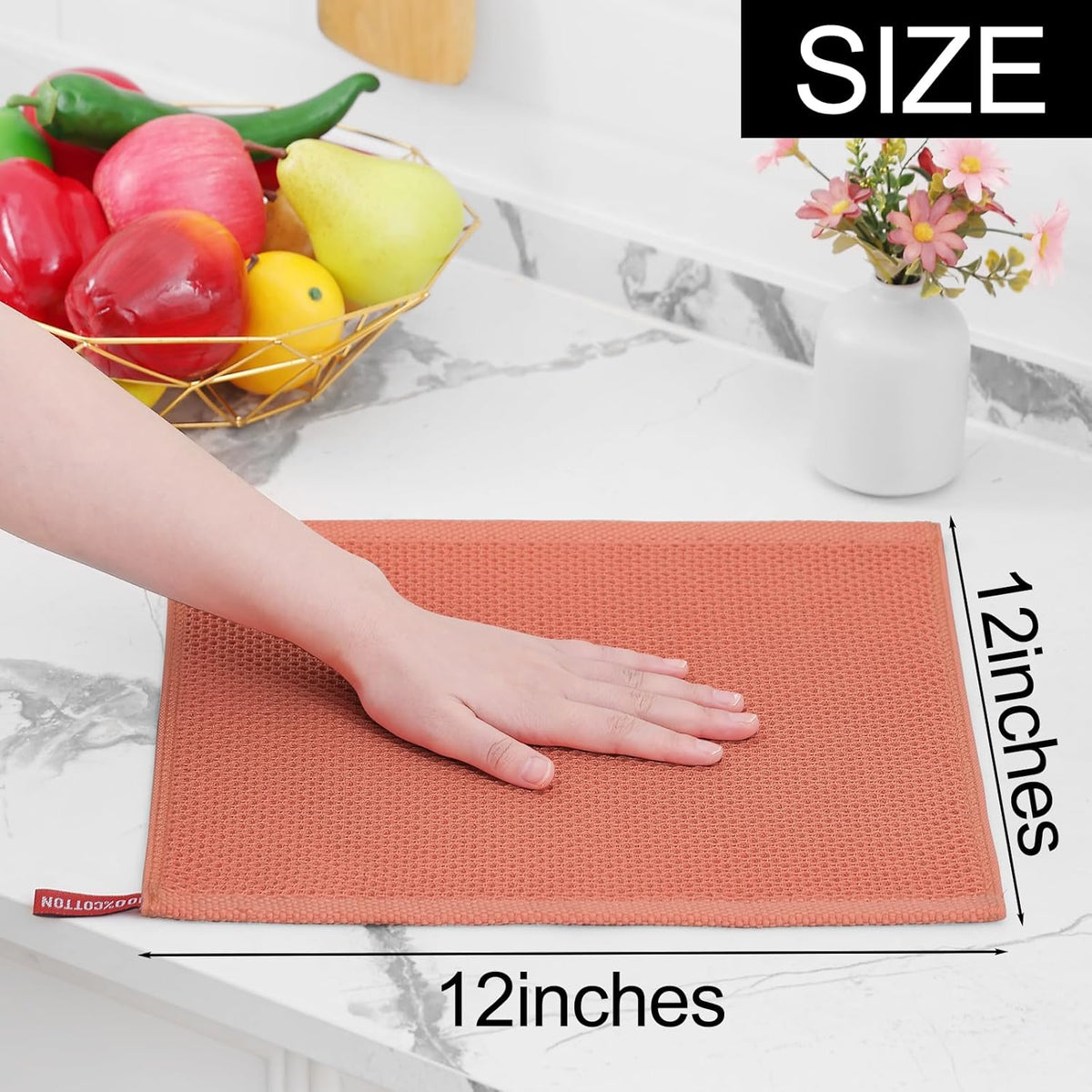 Homaxy 100% Cotton Waffle Weave Kitchen Dish Cloths, Ultra Soft Absorbent Quick Drying Dish Towels