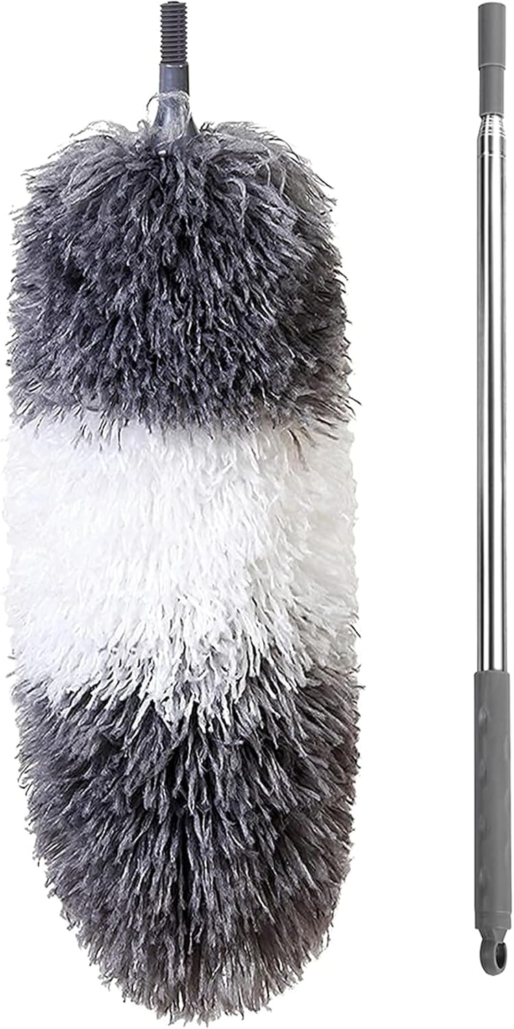 BOOMJOY Microfiber Feather Duster with Extendable Pole and Bendable Head, 100" Telescoping Duster