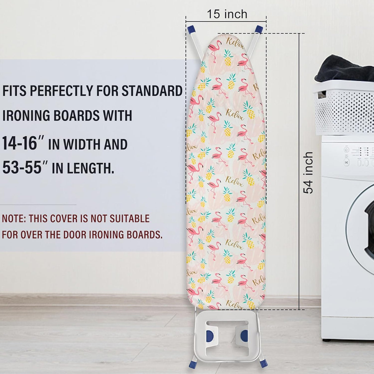 Ironing Board Cover and Pad 15x54 Inch Standard Ironing Board Cover with Elastic Edge and Hook and
