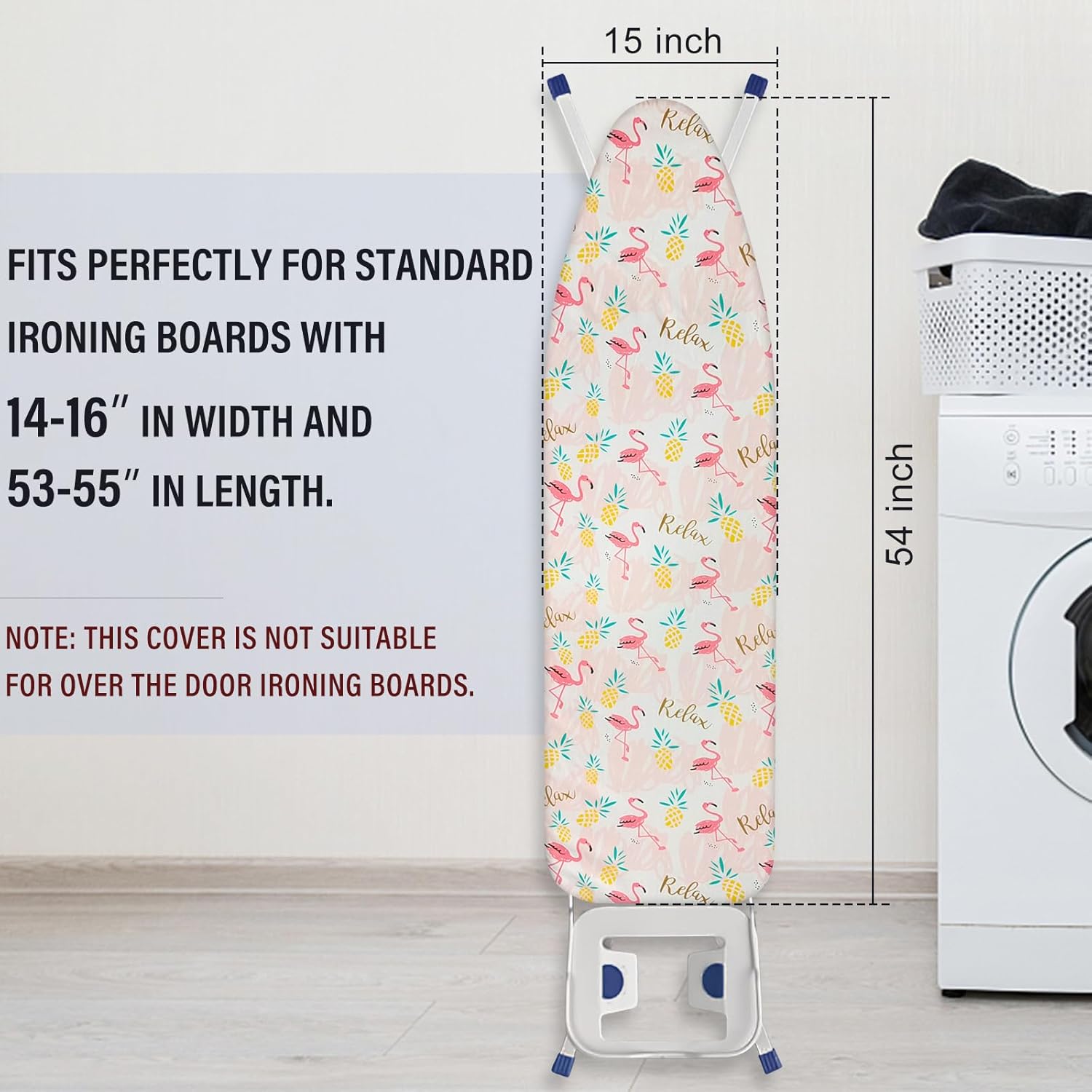 Ironing Board Cover and Pad 15x54 Inch Standard Ironing Board Cover with Elastic Edge and Hook and
