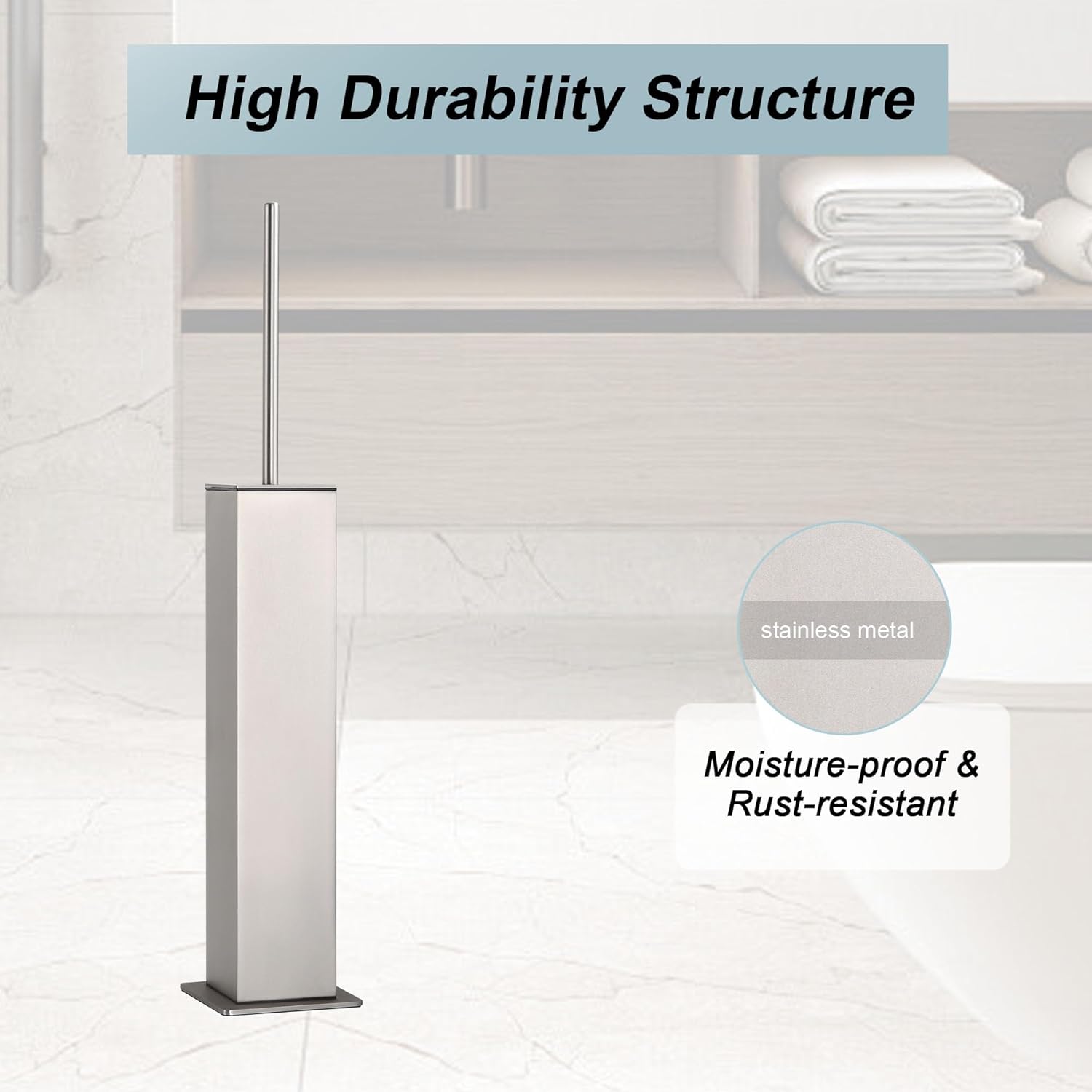 Brushed Nickel Toilet Brush and Holder,Toilet Bowl Brush with Extra Long Handle